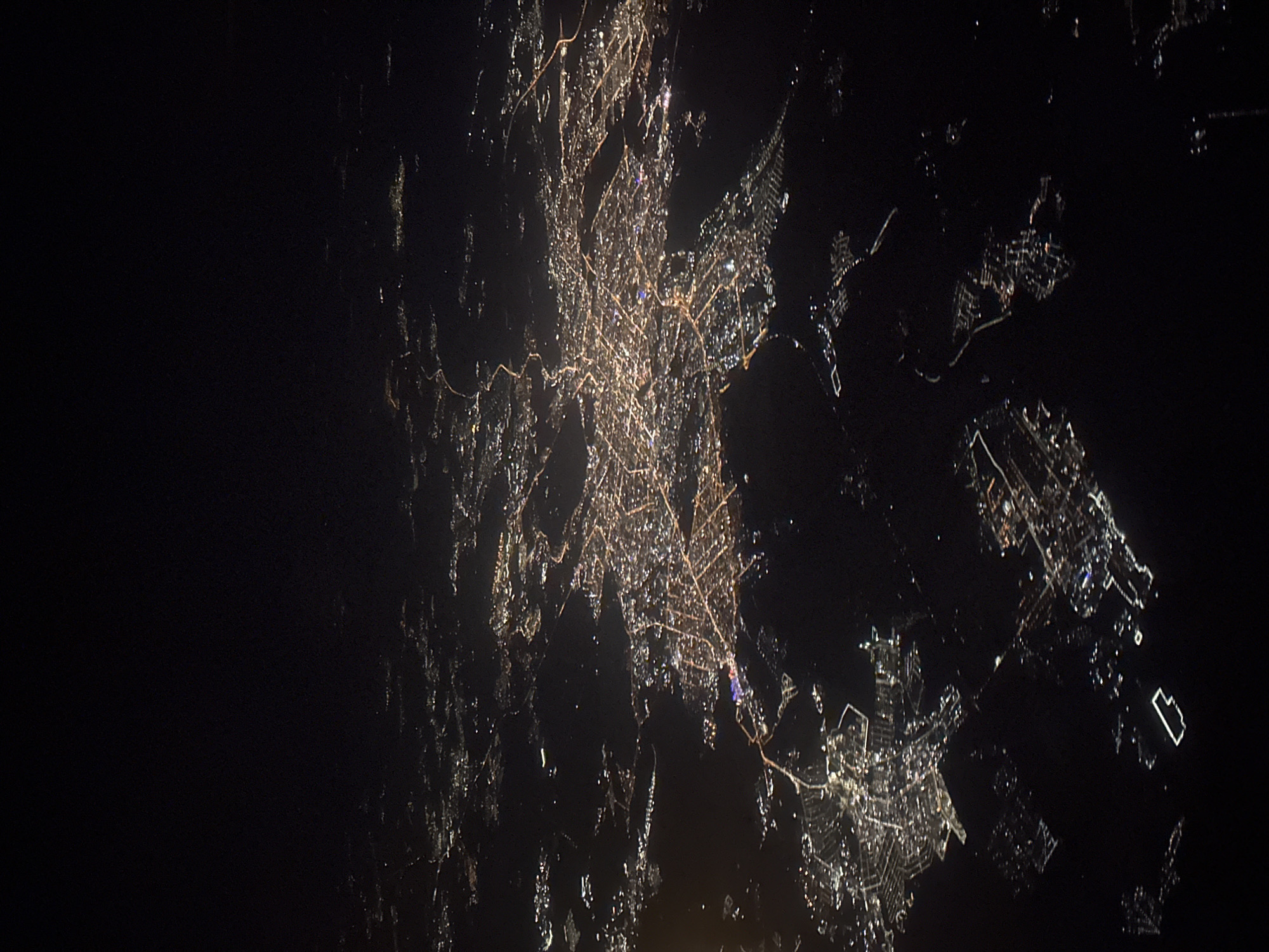 Woman filmed with aerial night views in Surgut, Russia