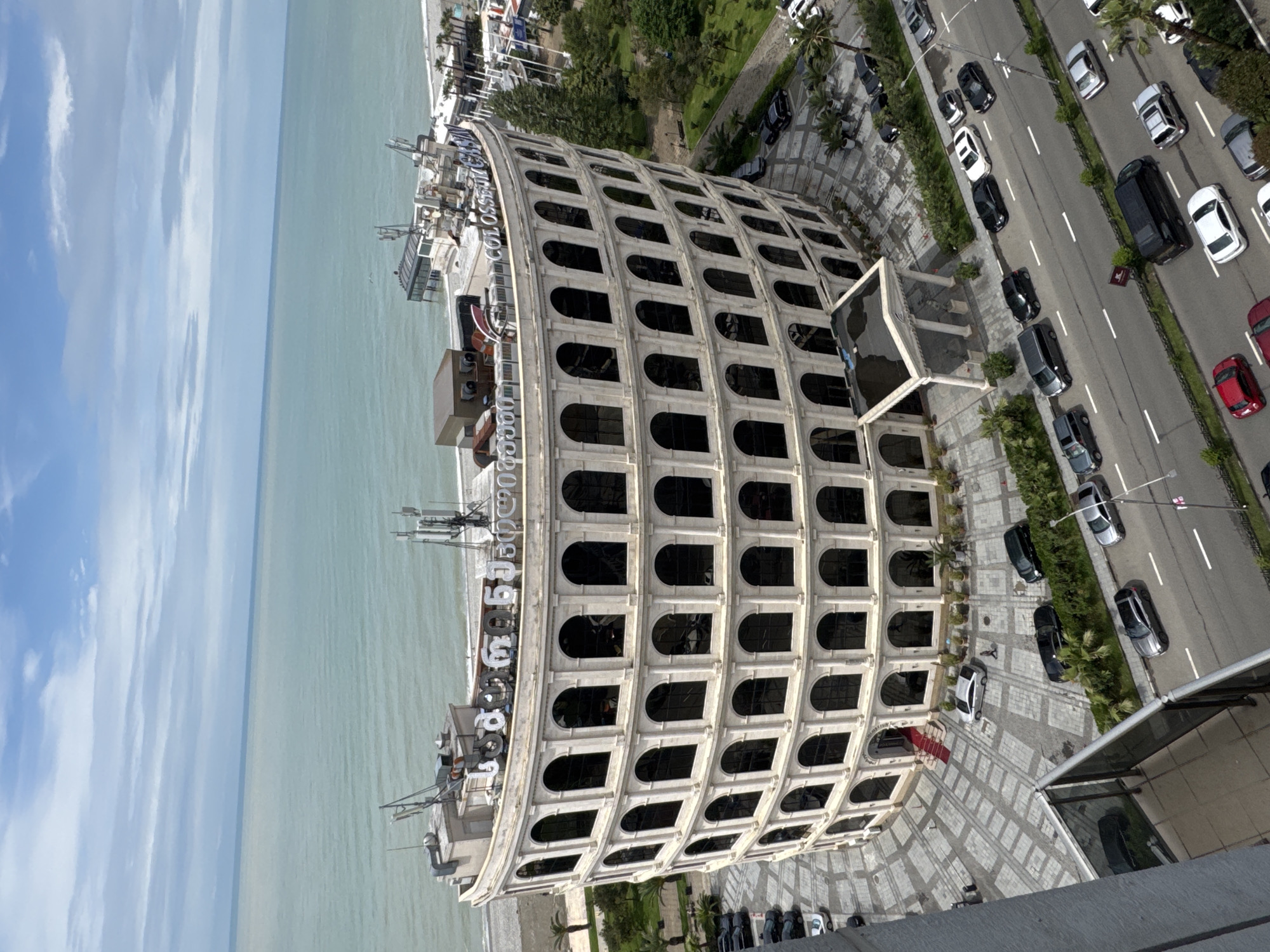 Aerial views captured of Batumi coastal hotel and streets
