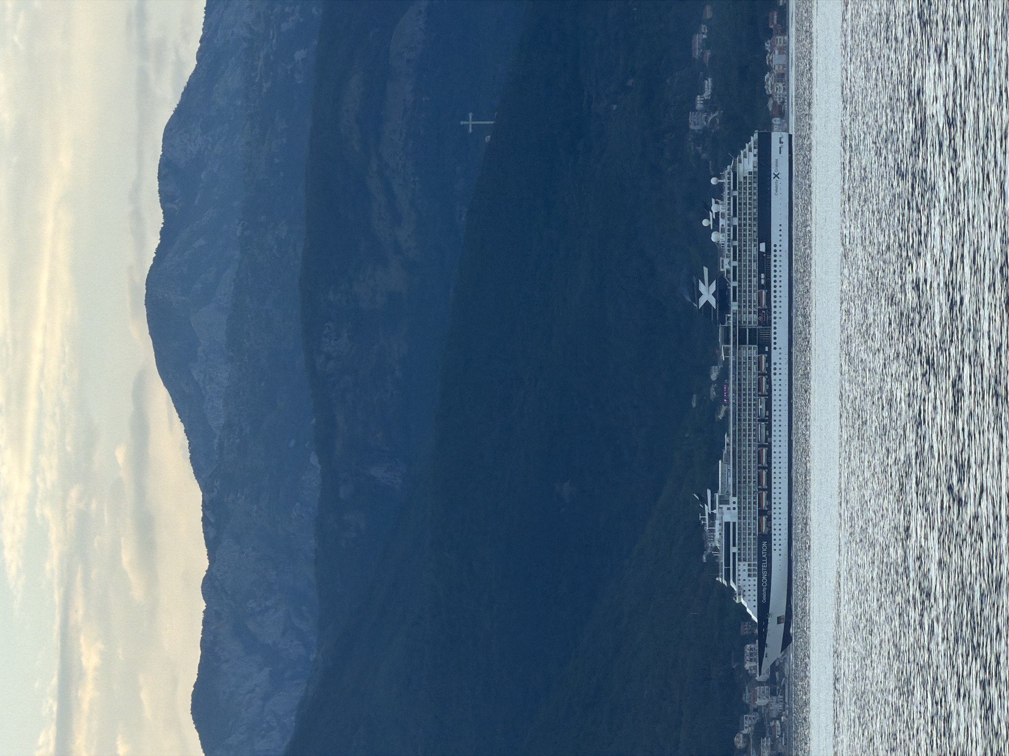 Celebrity Constellation cruise ship spotted in Bay of Kotor sunset