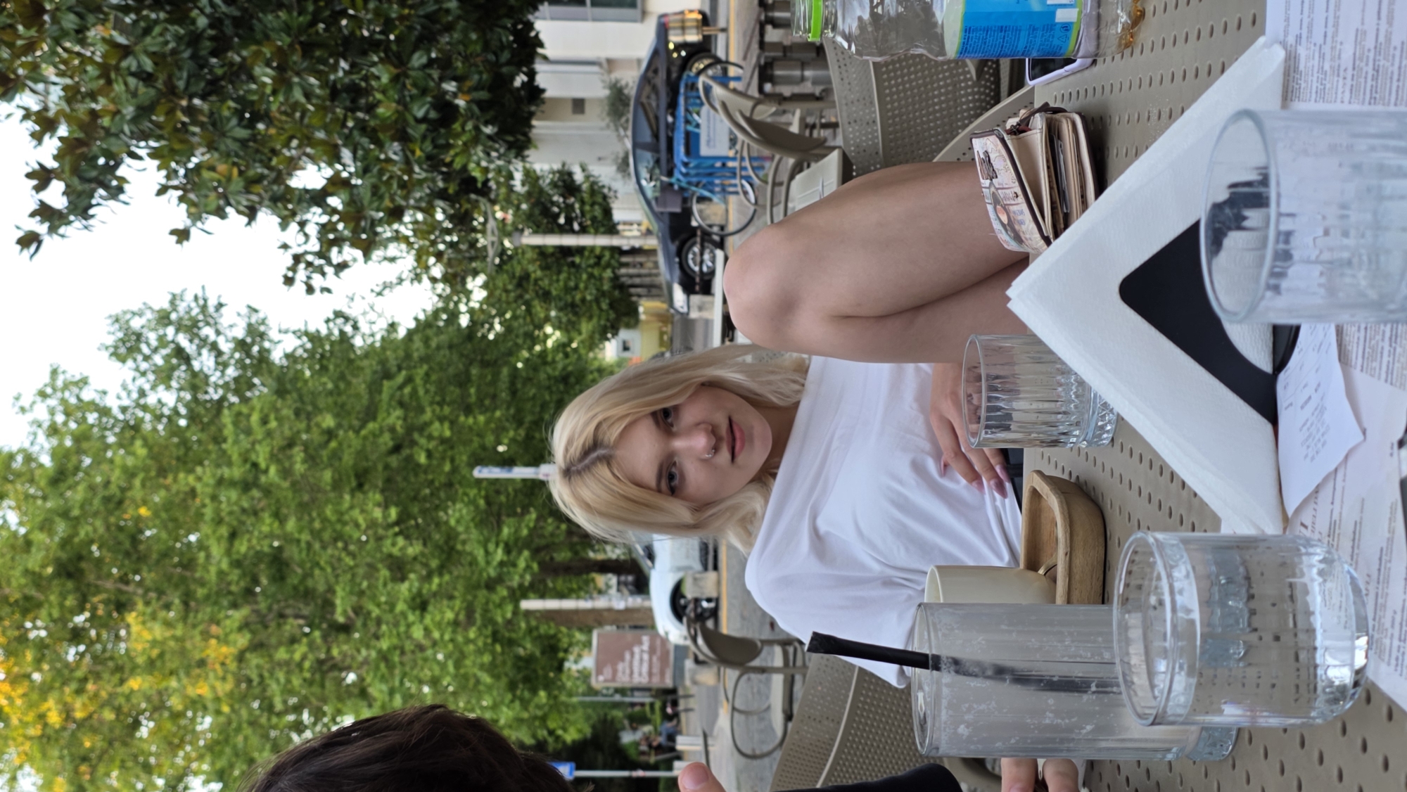 Cafe life captured in downtown Podgorica during evening hours