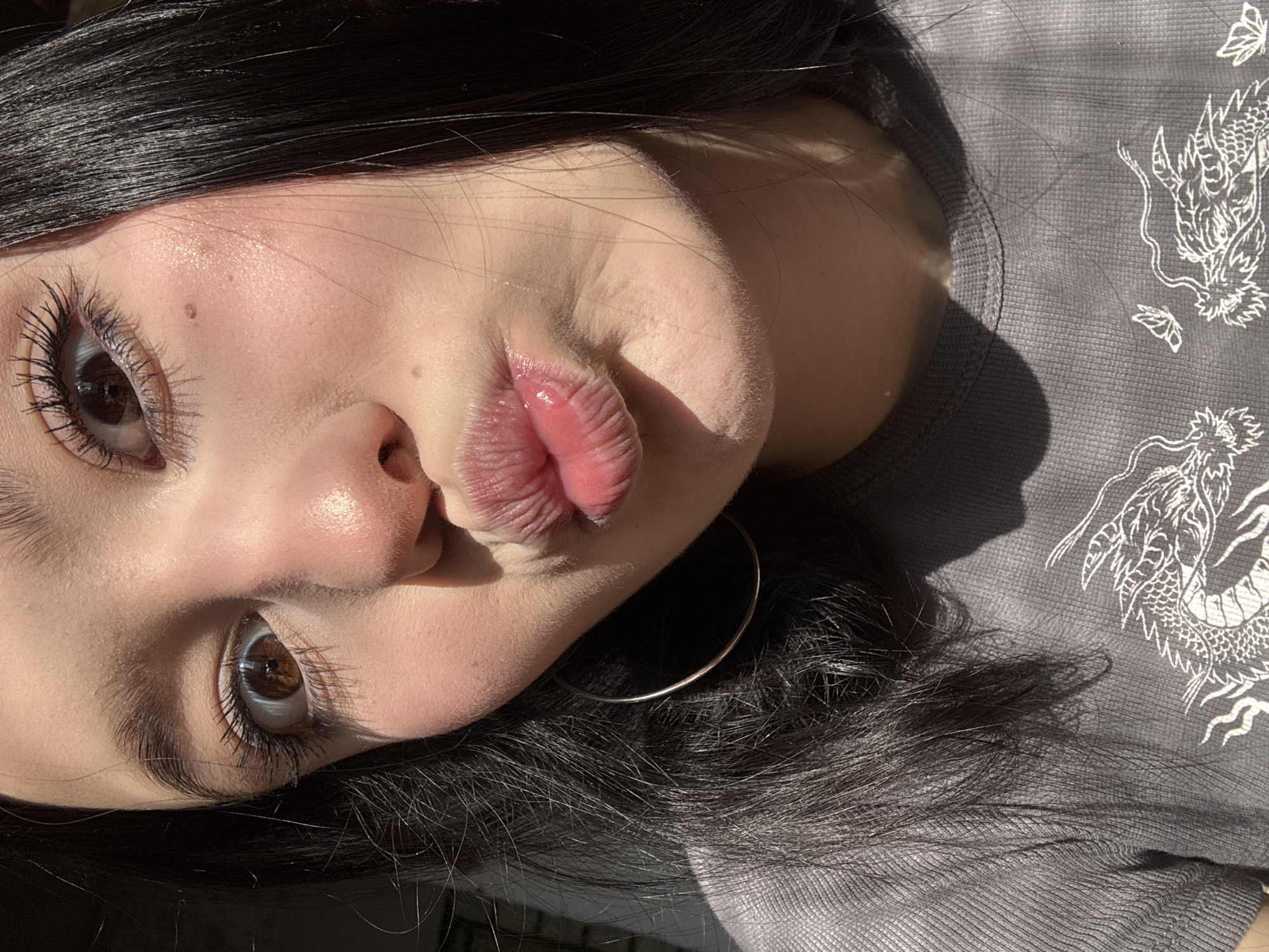 Person Takes Playful Selfies in Early Morning Russia