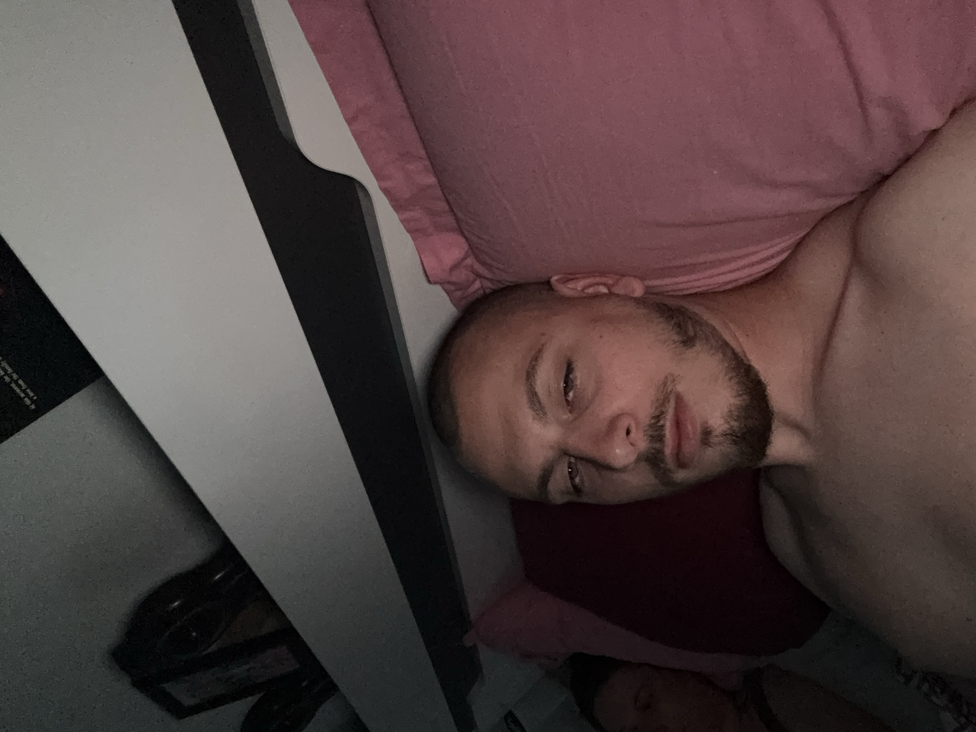 Man and dog rest in bedroom in Bulgaria