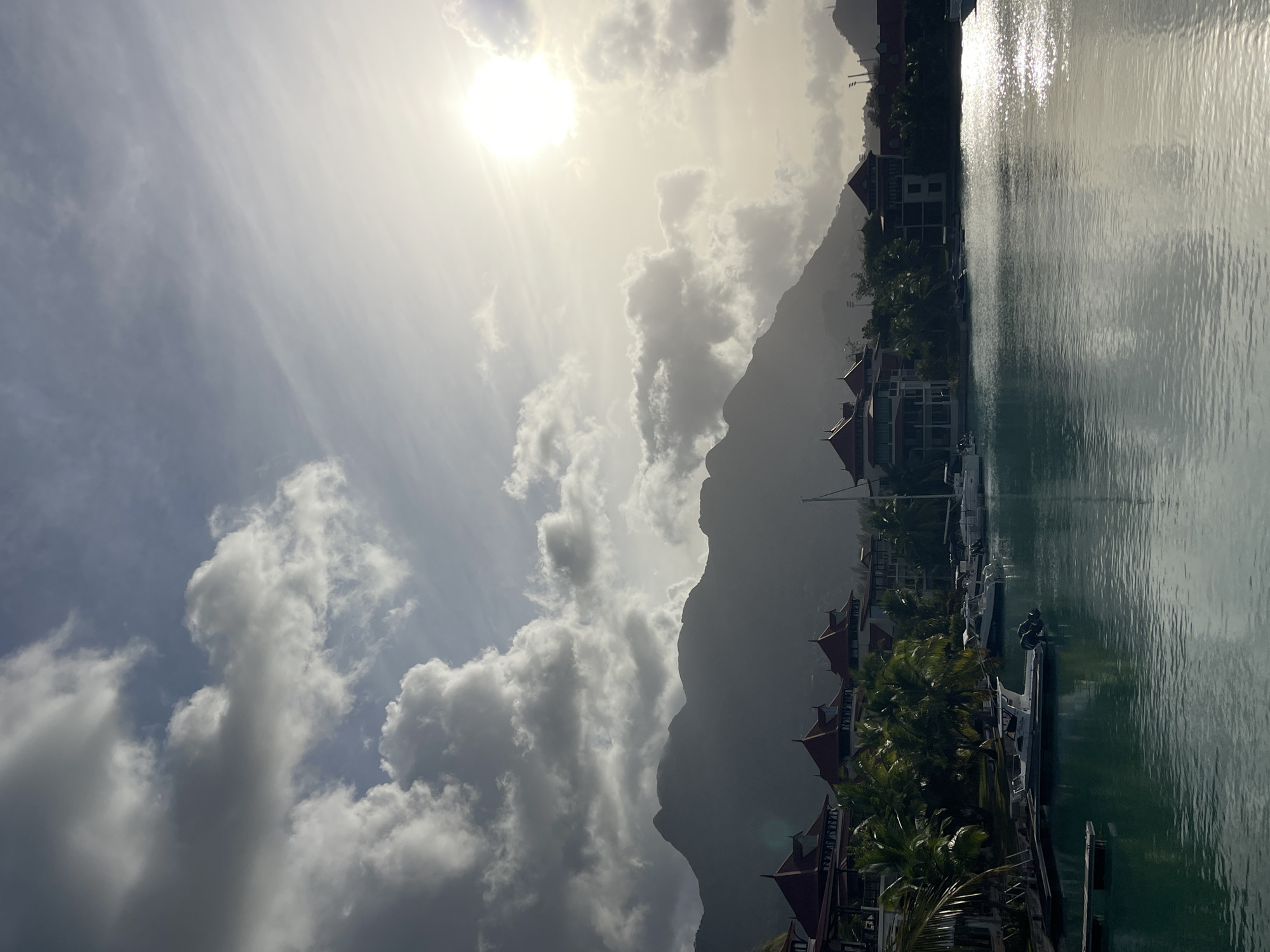 Calm turquoise harbor waters in Providence, Seychelles