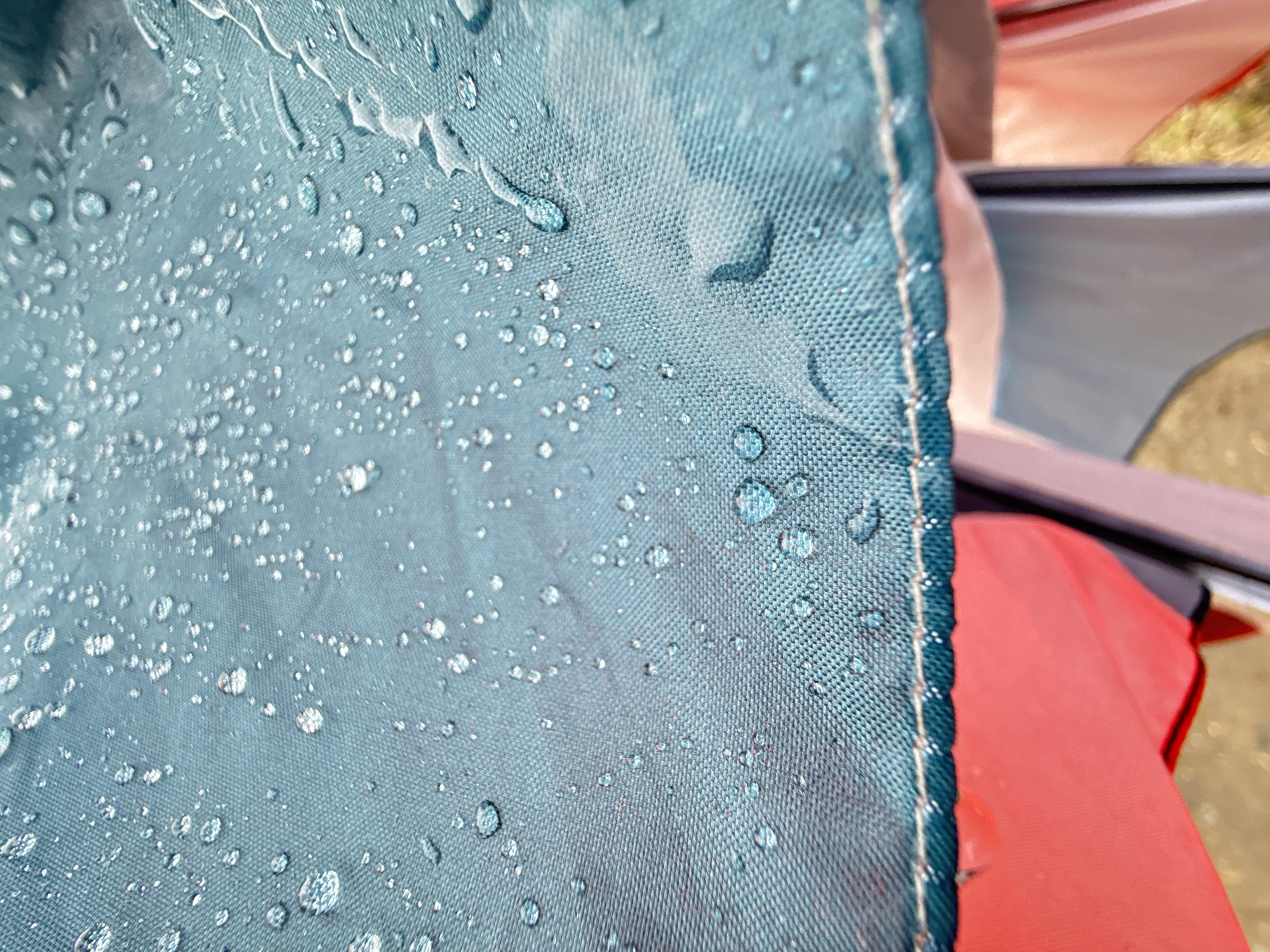 Water droplets observed on tent fabric in Dmitrov