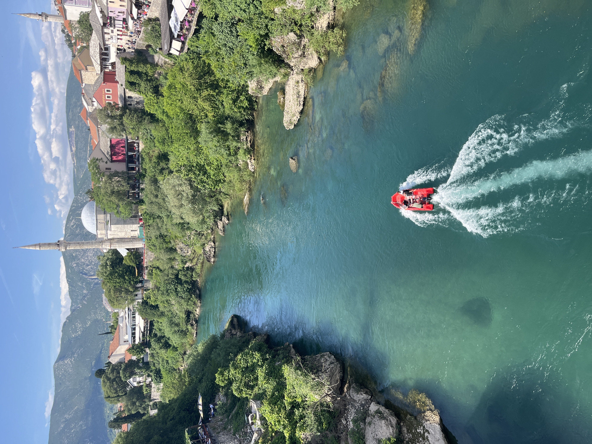 Tourist activity documented in historic Mostar, Bosnia Herzegovina