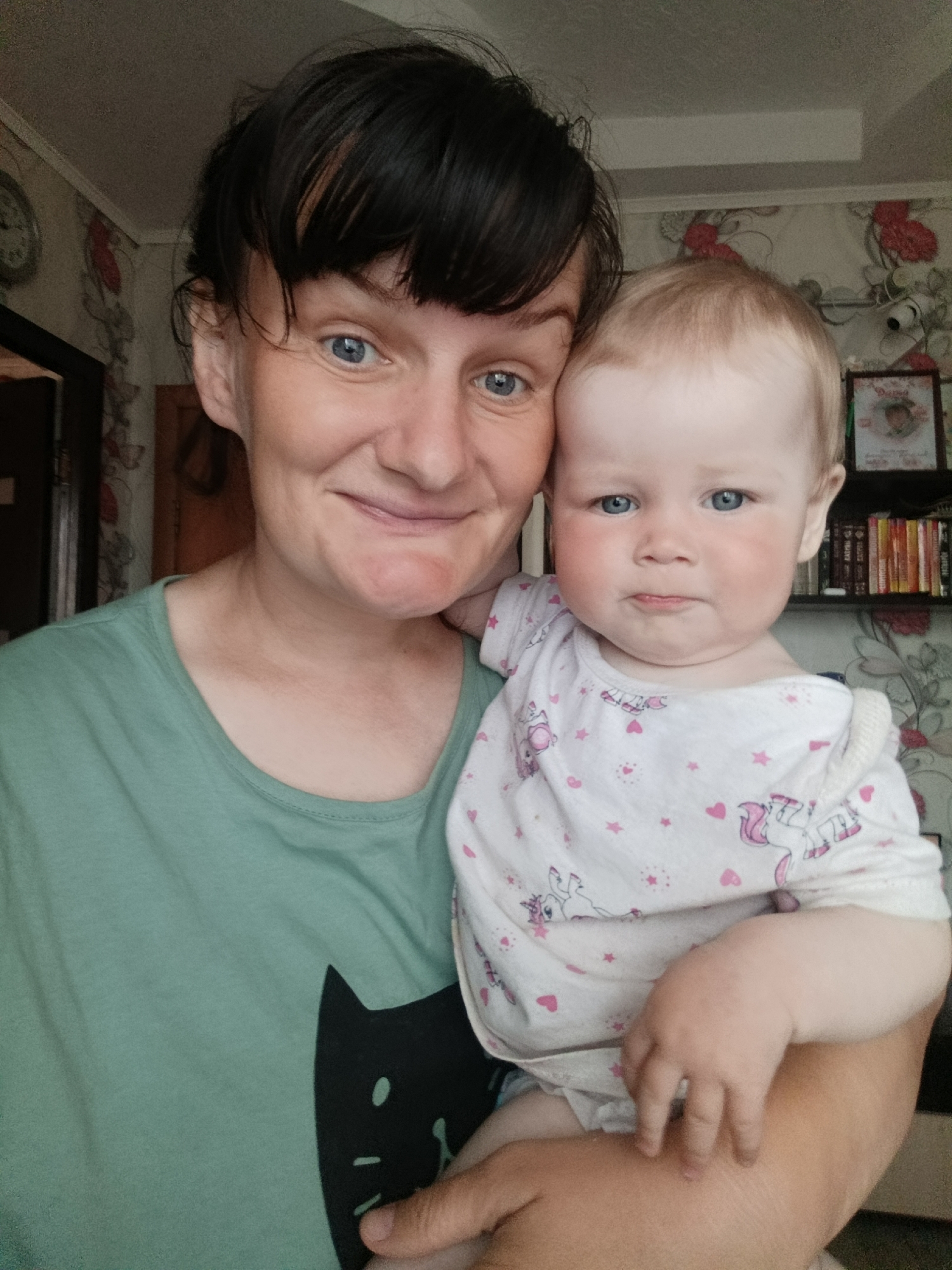 Mother and baby share morning moments indoors