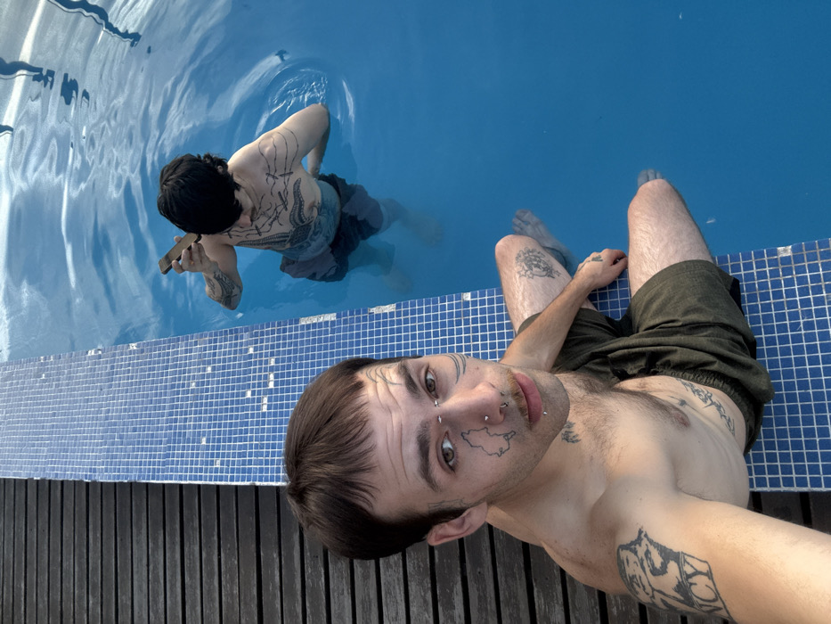 Rooftop pool gathering captured during Buenos Aires sunset