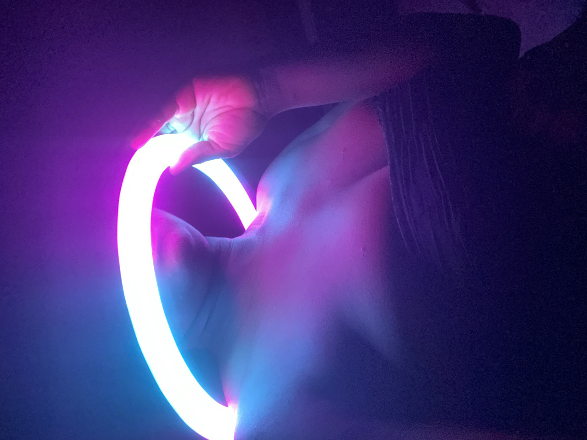Person photographed with luminous ring light in Maigizo, Nigeria
