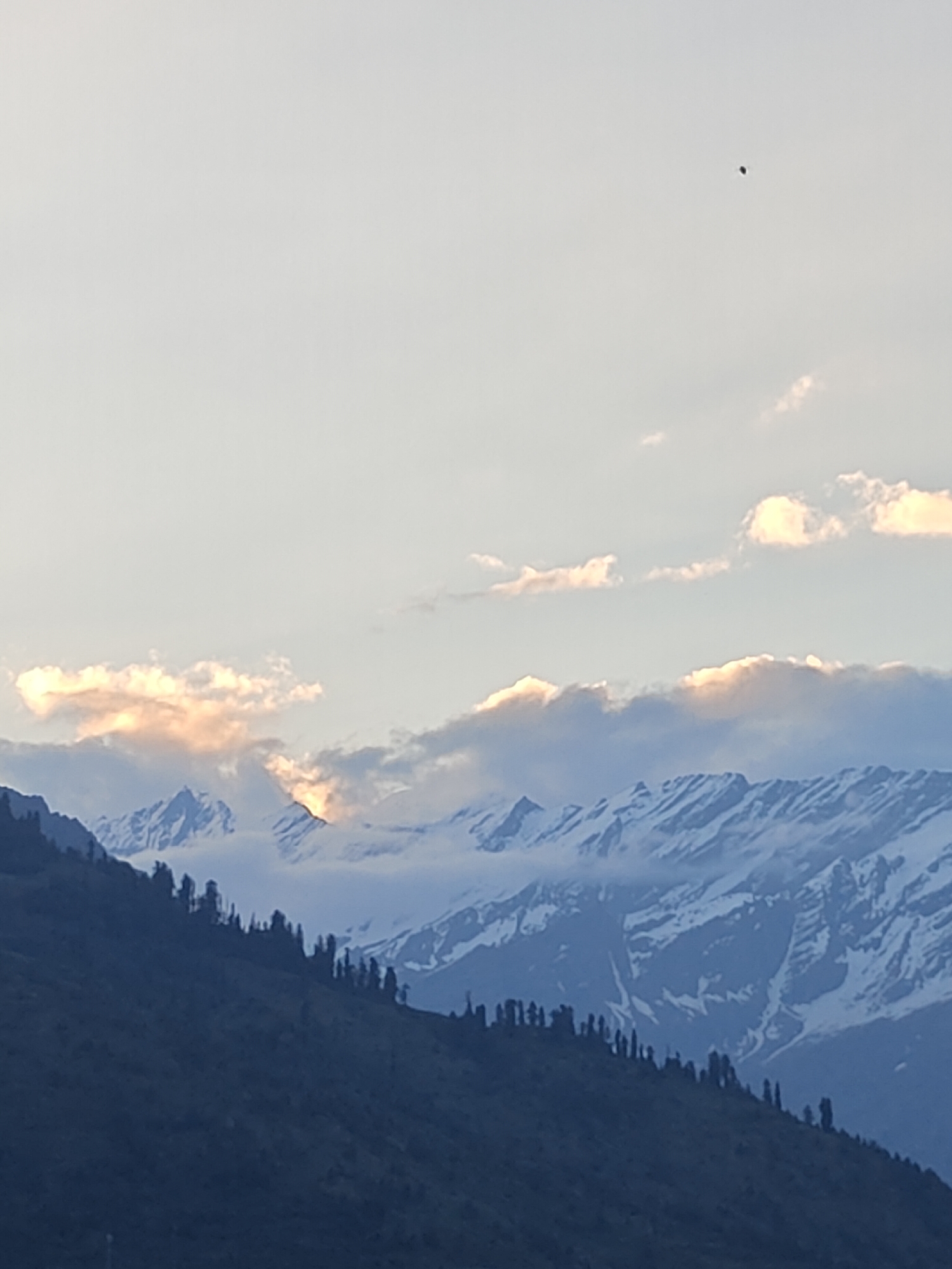 Tourist documents sweeping mountain vistas in Vashisht valley