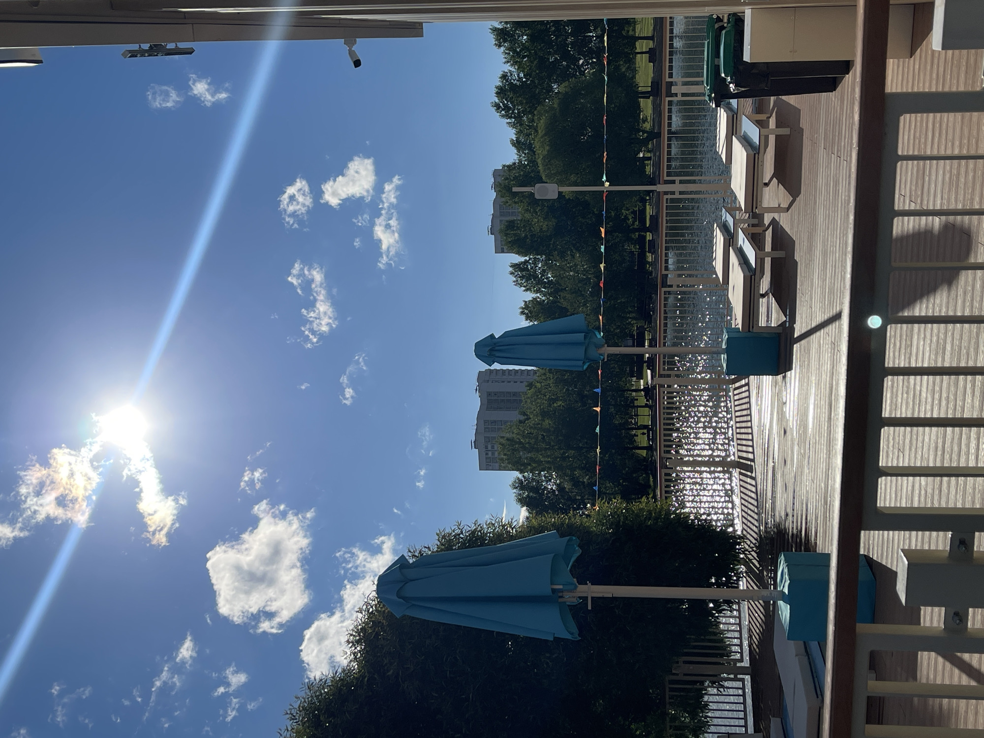 Moscow lakeside park on a bright summer afternoon