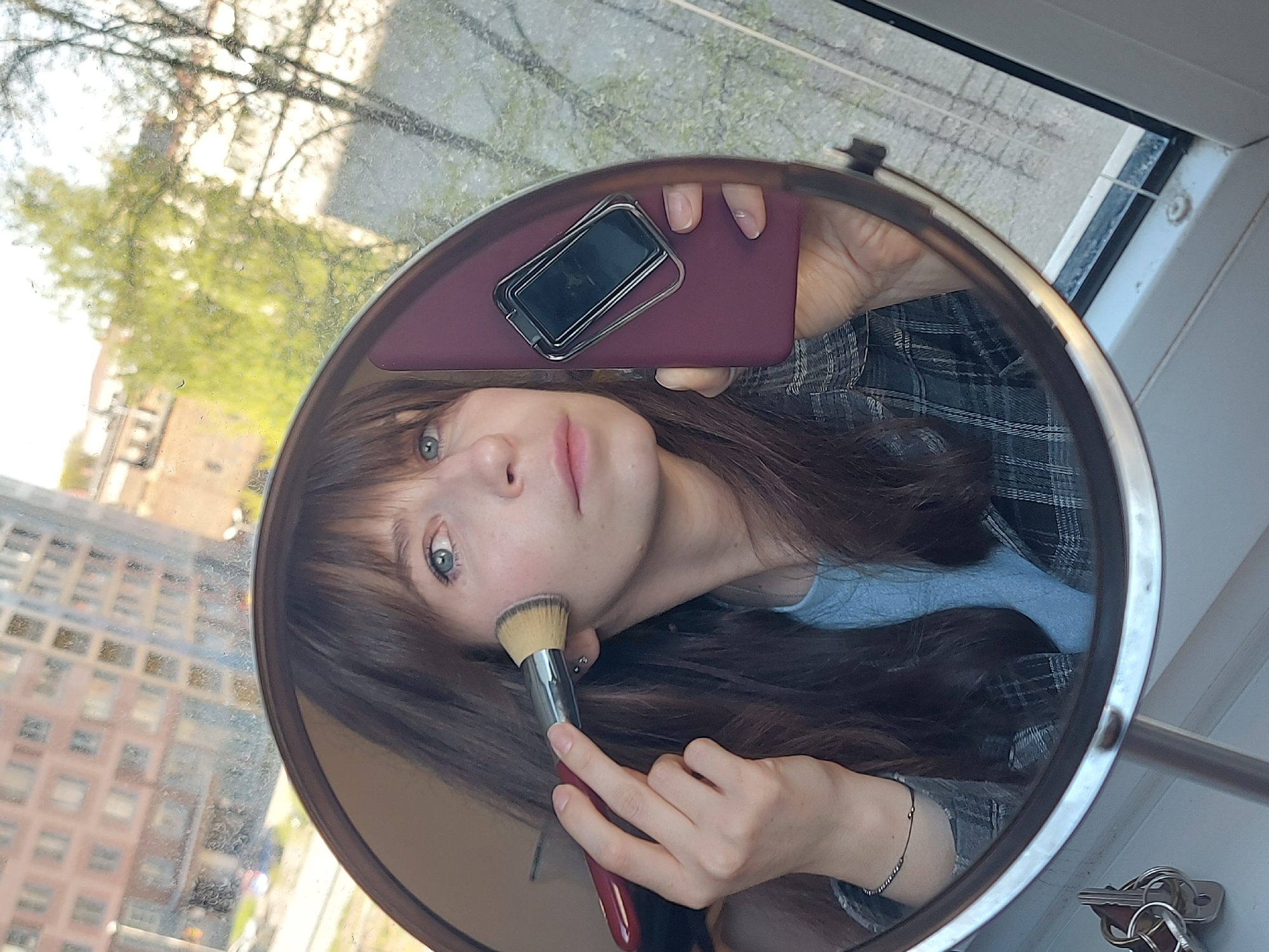 Woman documents morning routine with selfies in Saint Petersburg
