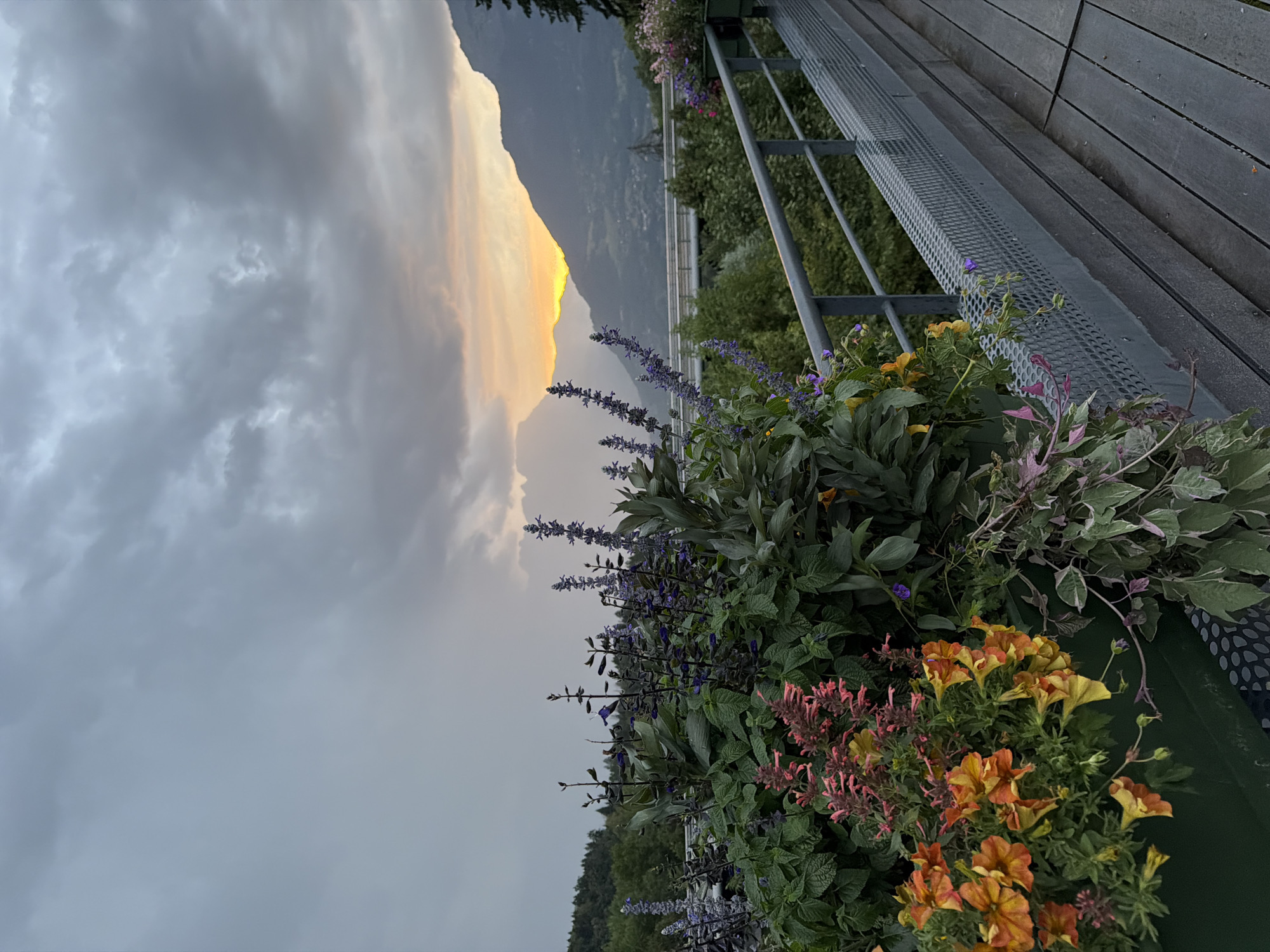 Saint-Gervais-les-Bains town and alpine surroundings on a stormy evening