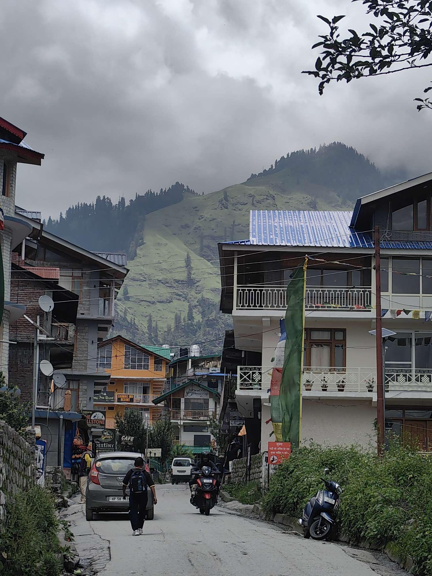 Morning street life in a Himalayan valley village, India
