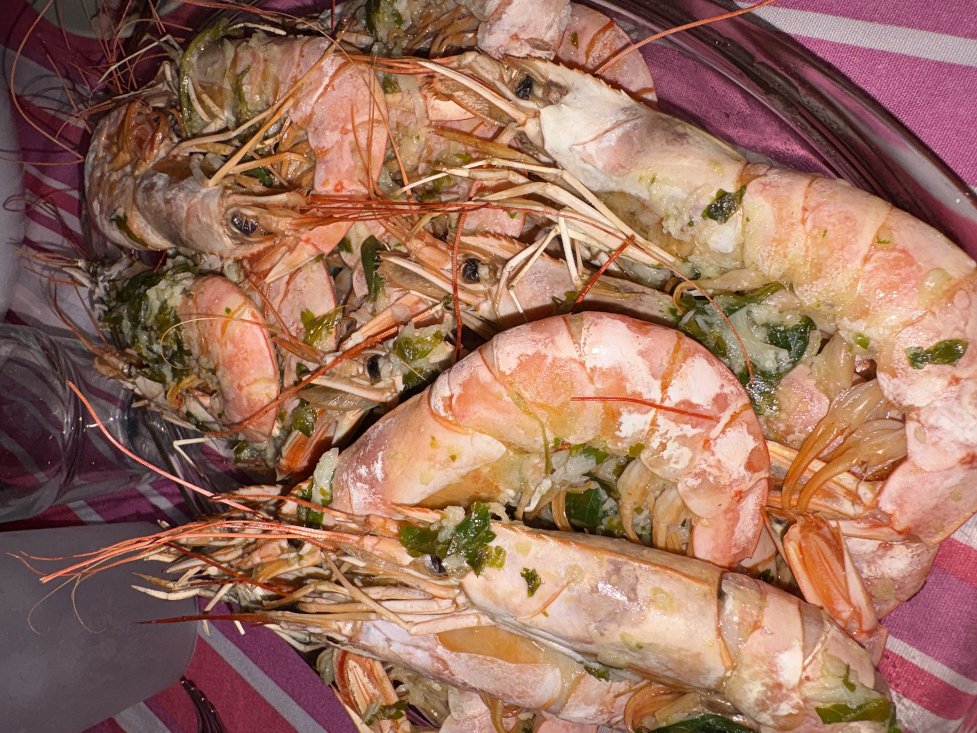 Cooked prawns served in Spanish residential area