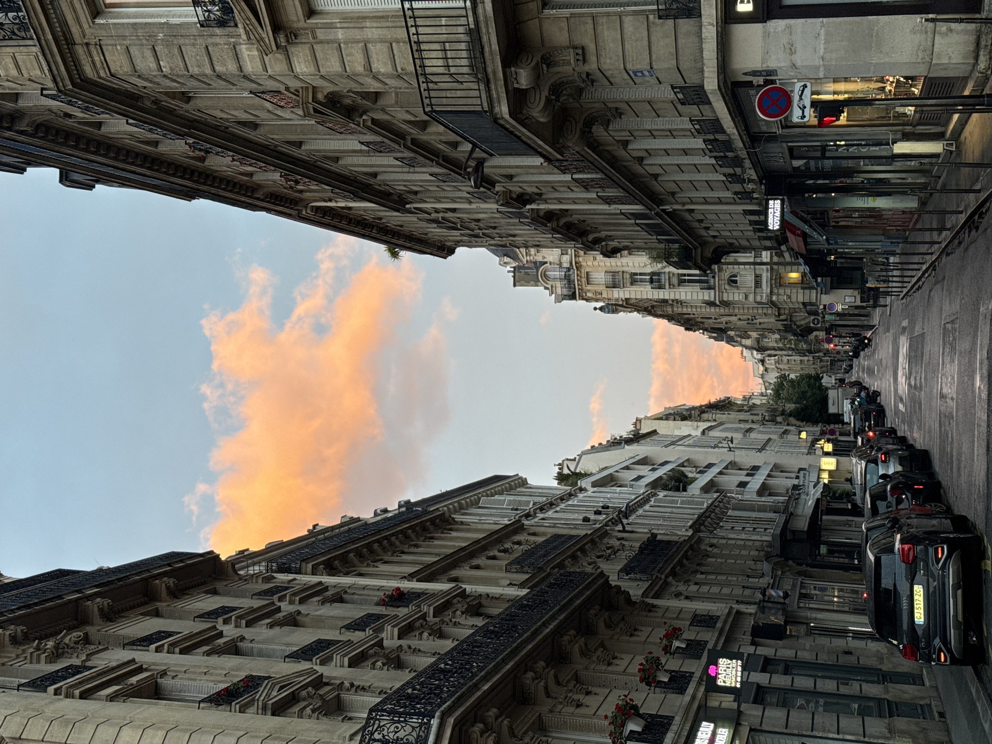 Parisian street scene documented showing classic architecture