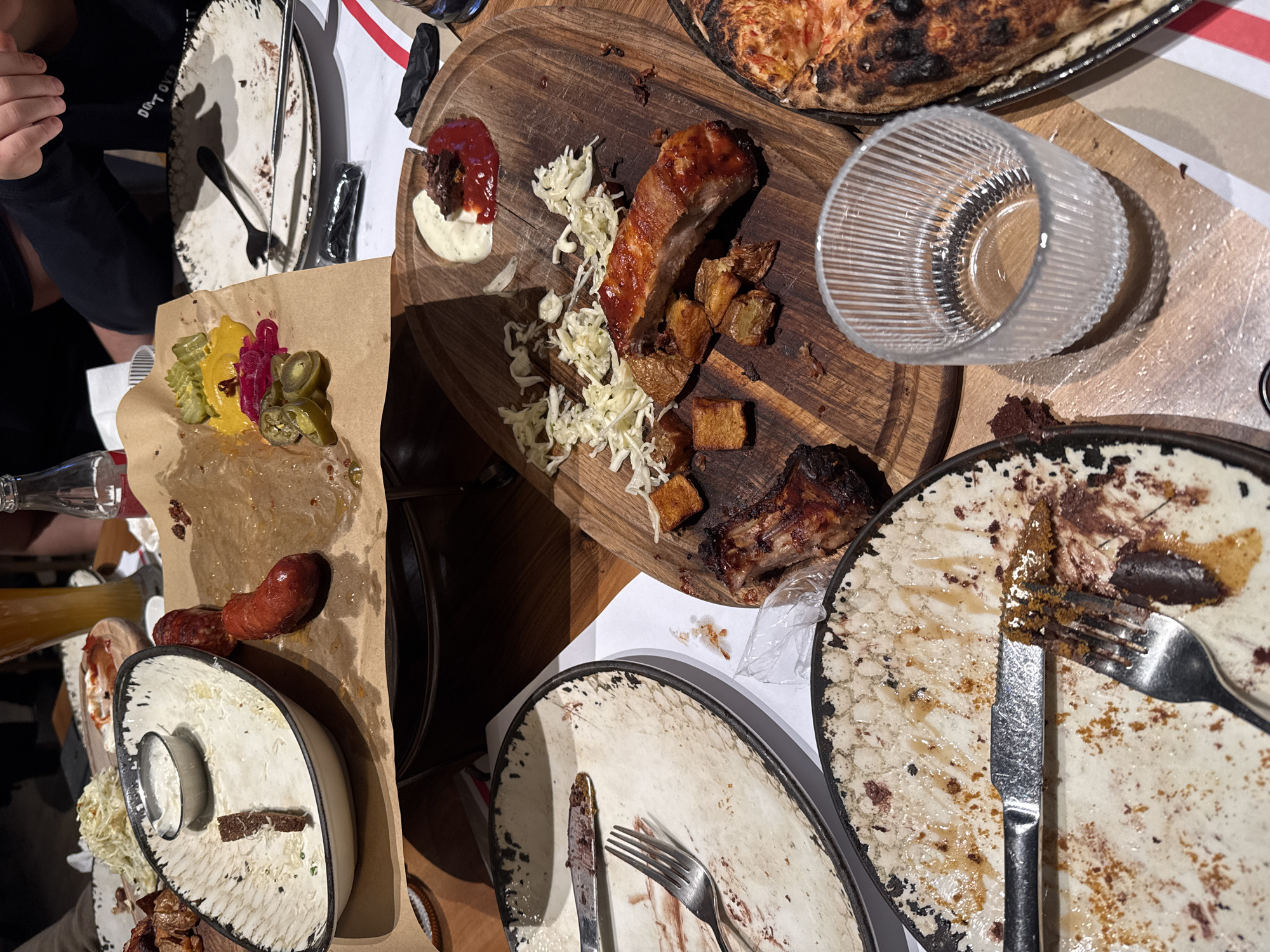 Meal remnants captured at Yerevan restaurant table