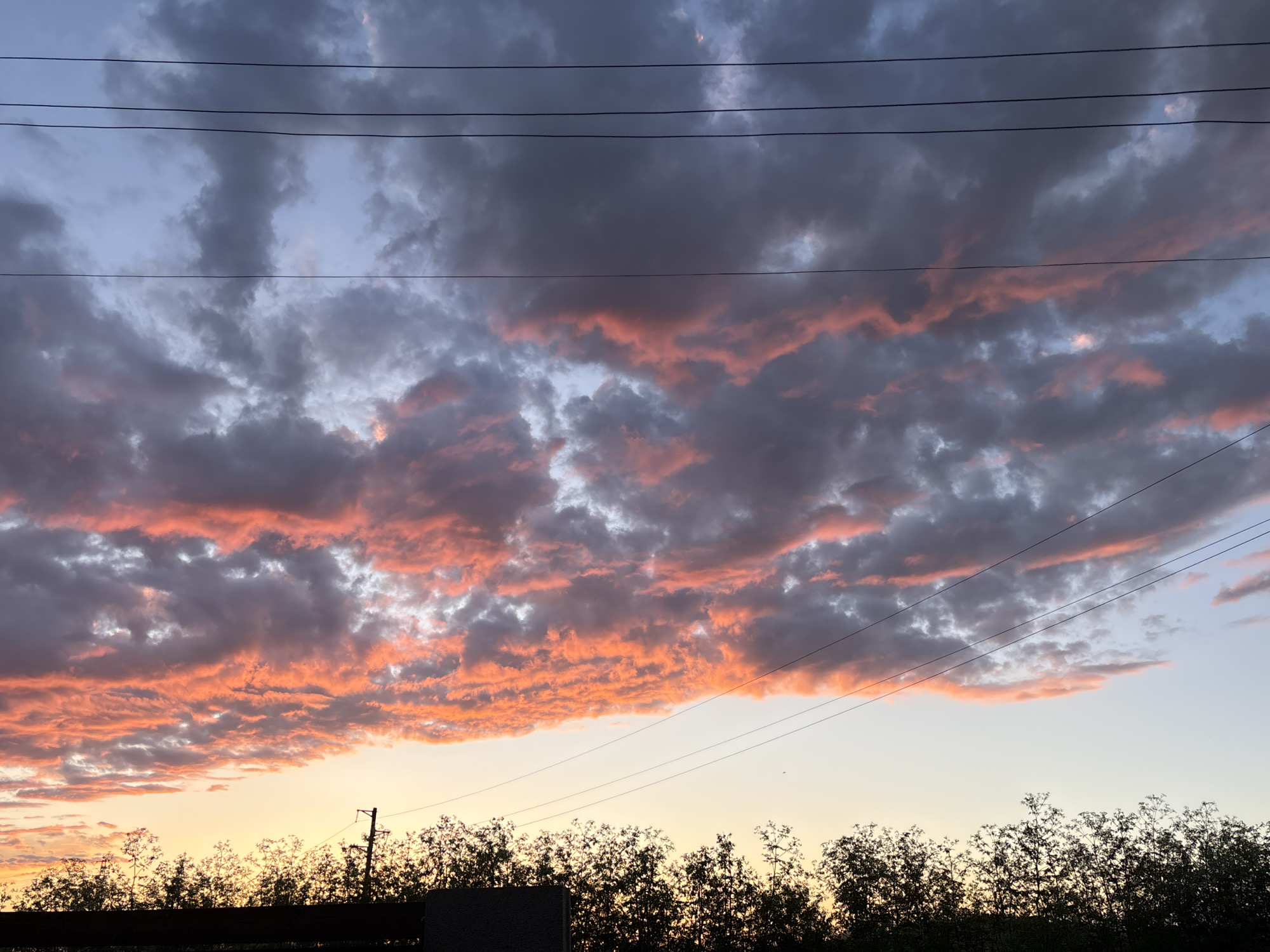 Dramatic sunset captured over rural Pchelnik, Bulgaria village