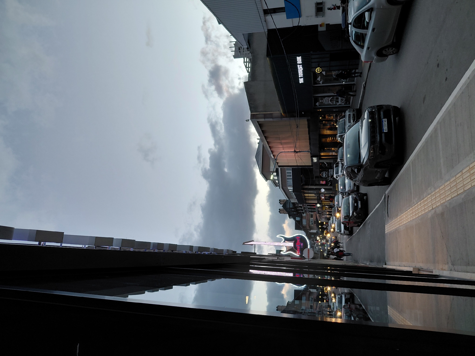 Evening street activity captured in Ushuaia, Argentina