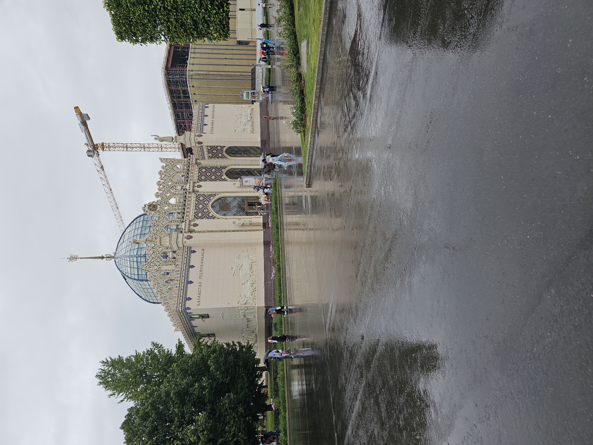 Rainy morning at VDNKh, Moscow's landmark exhibition park