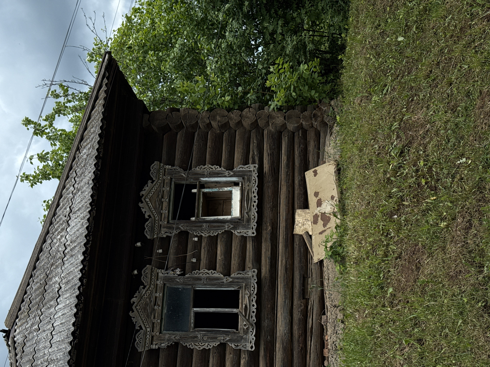 Morning documentation of rural Medvedka village architecture and landscape