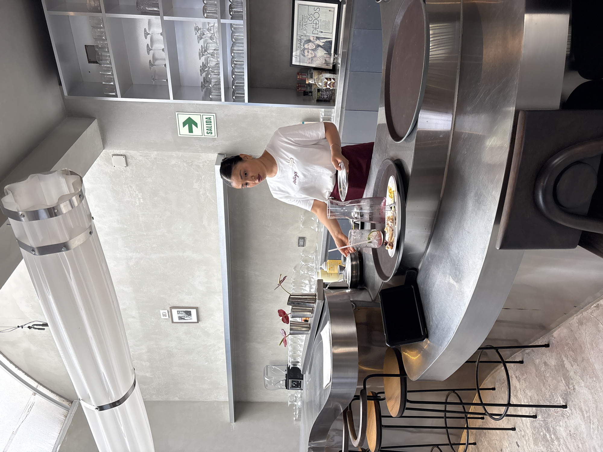 Restaurant service captured during dinner hour in Miraflores