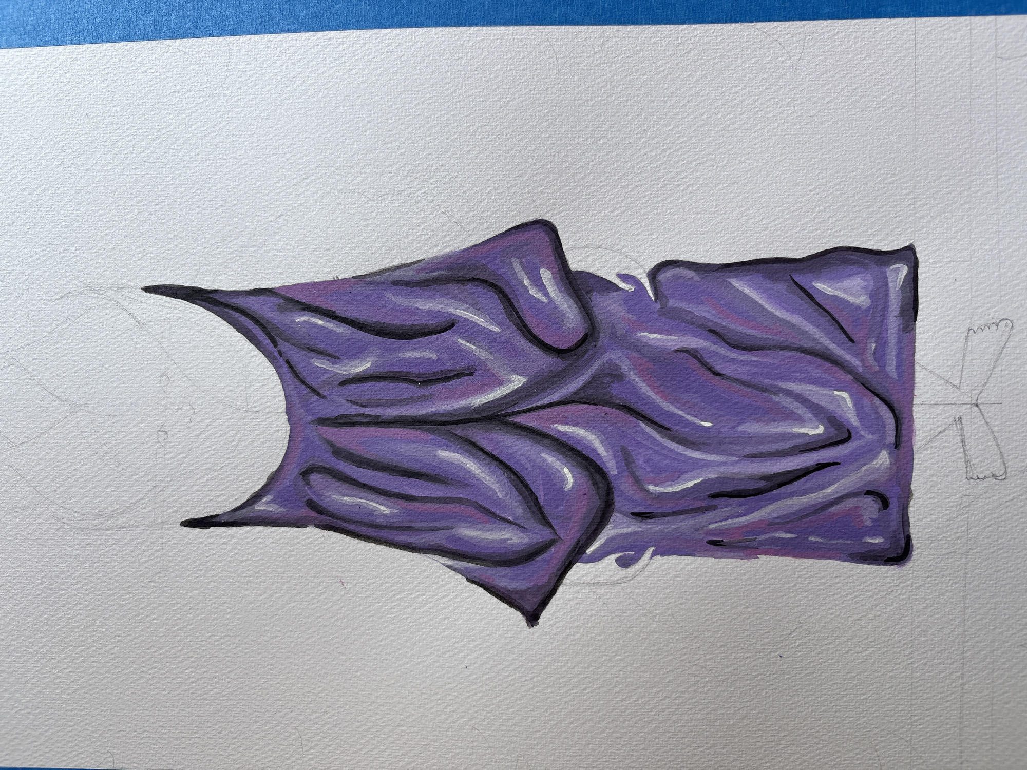 Purple artwork documented on paper in Mexico City suburb