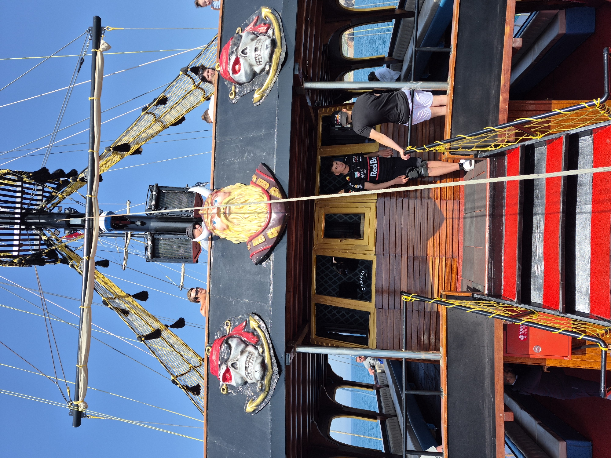Pirate tourist boat sails Mediterranean waters near Alanya
