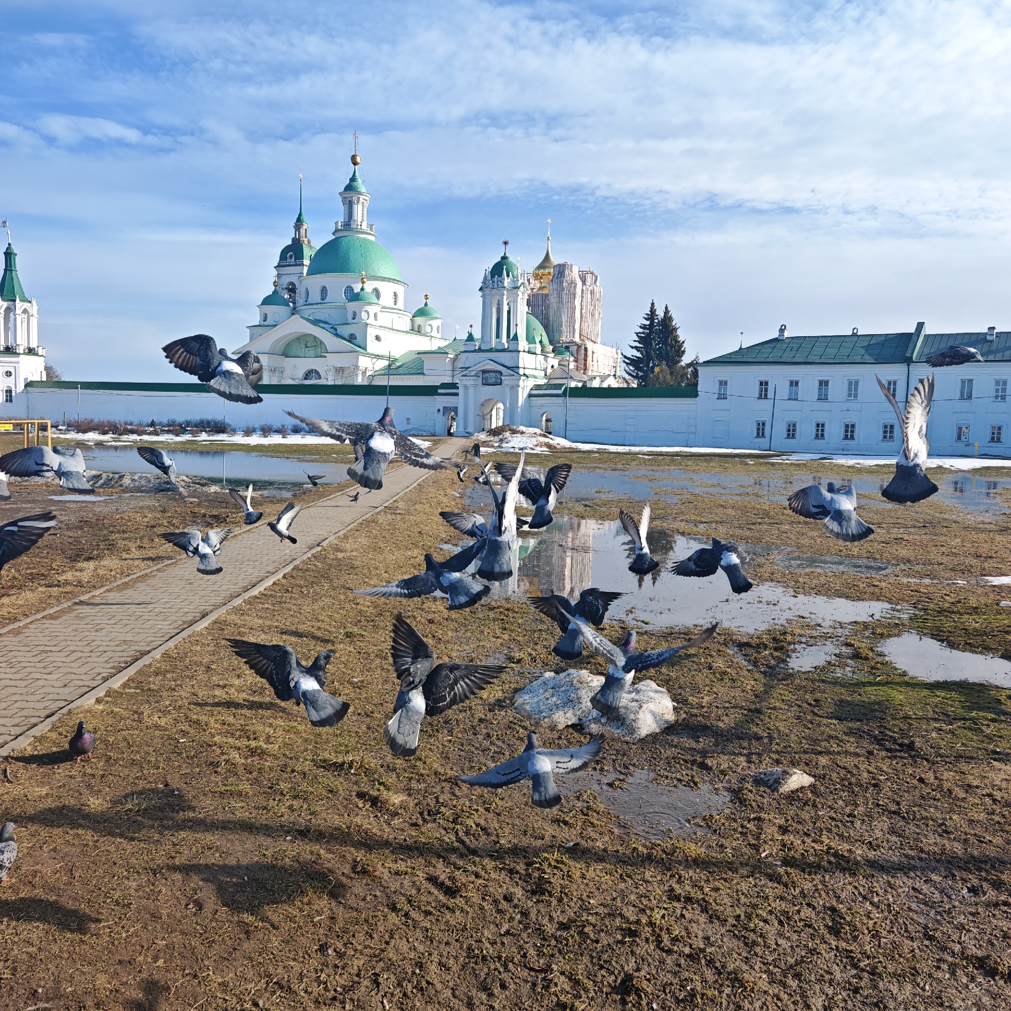Daytime monastery grounds documented in Rostov, Russia