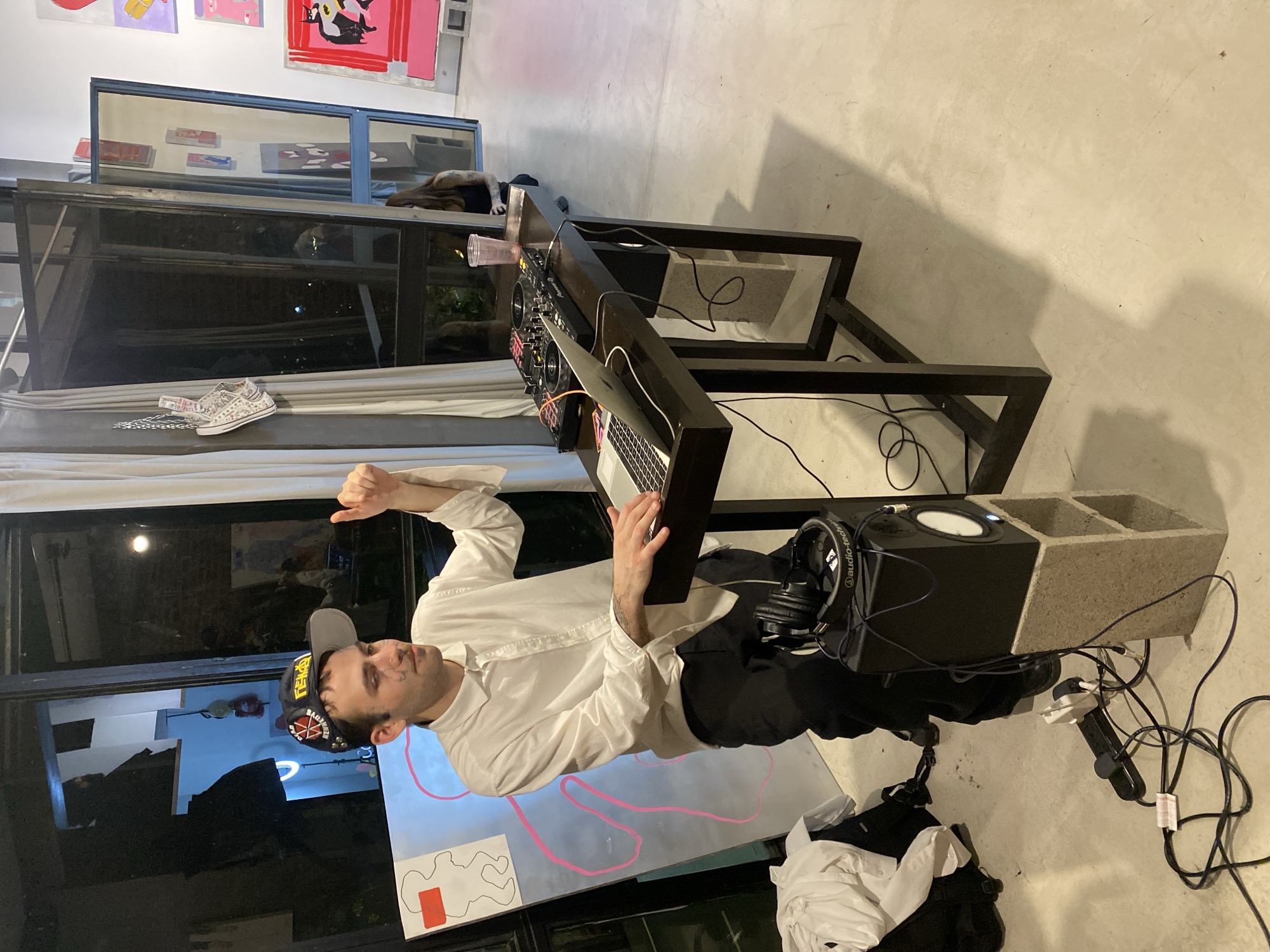 DJ performs at Buenos Aires art gallery exhibition