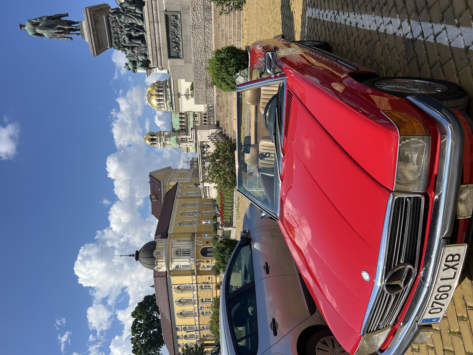 Classic car gathering observed in Sofia's Alexander Nevsky Square