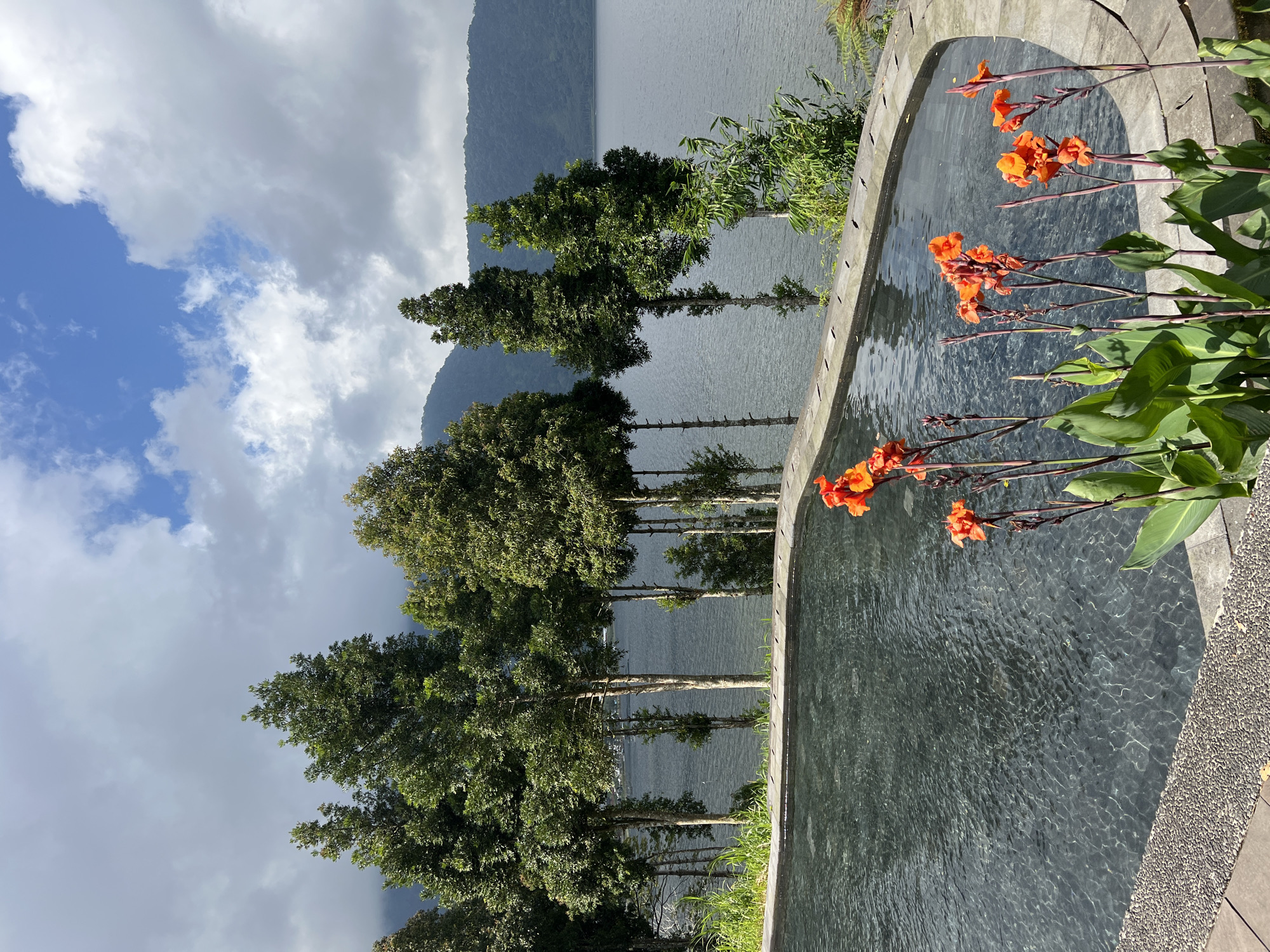 Morning lakeside resort dining experience in Baturiti, Indonesia