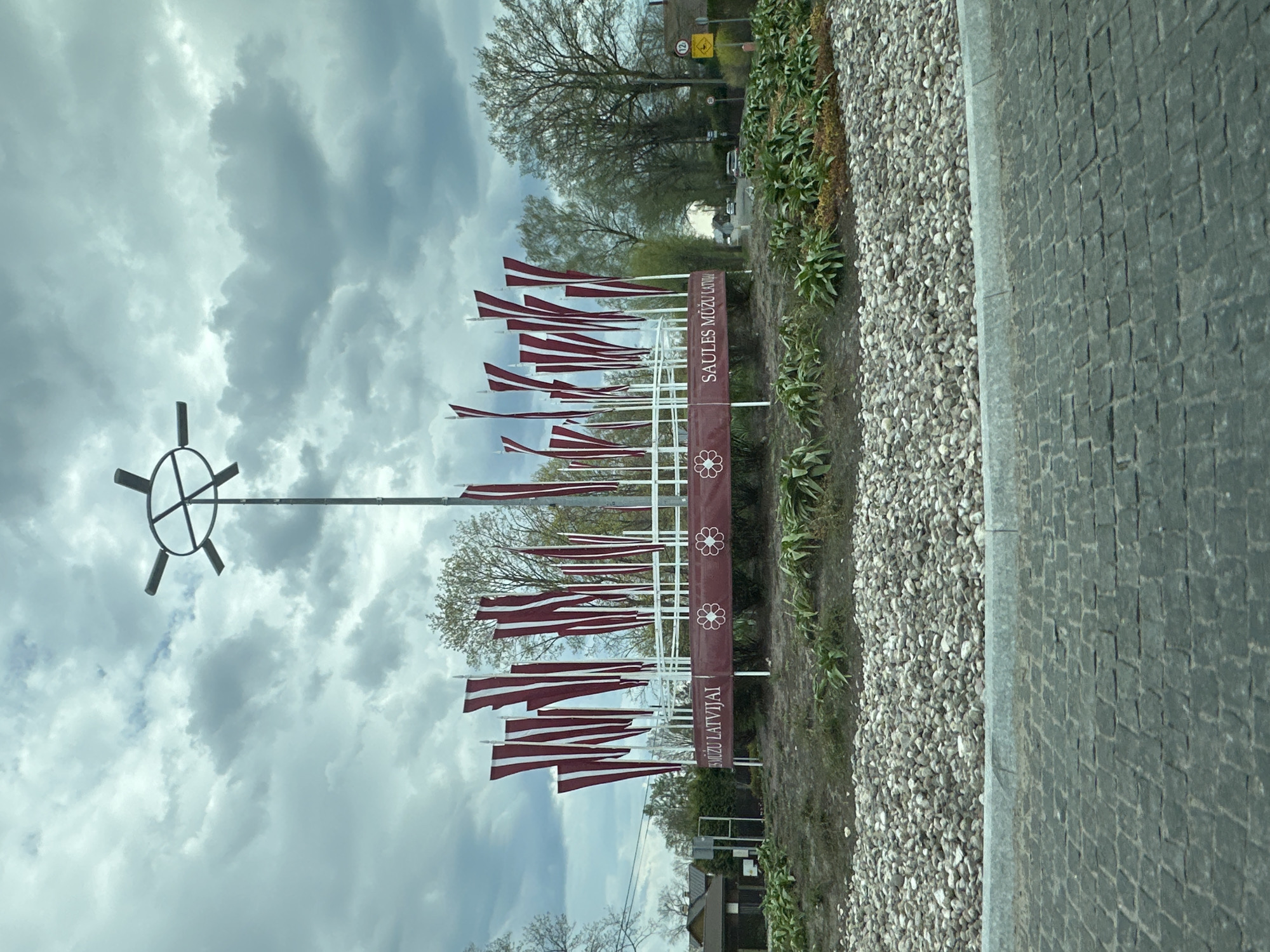 Windmill-like metal structure spotted on roadside pole in Mārupe