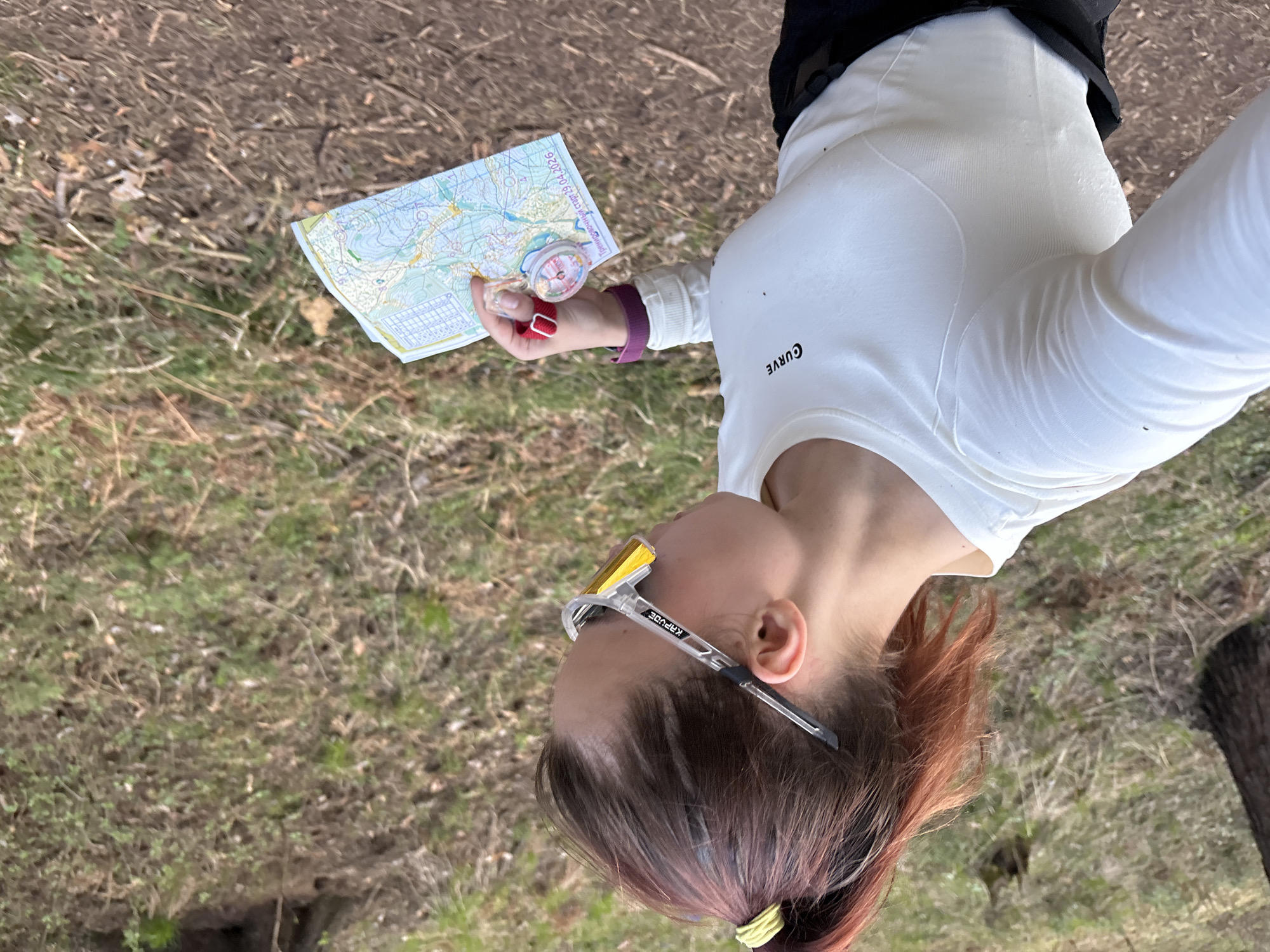 Woman documented hiking and navigating forest areas in Perm