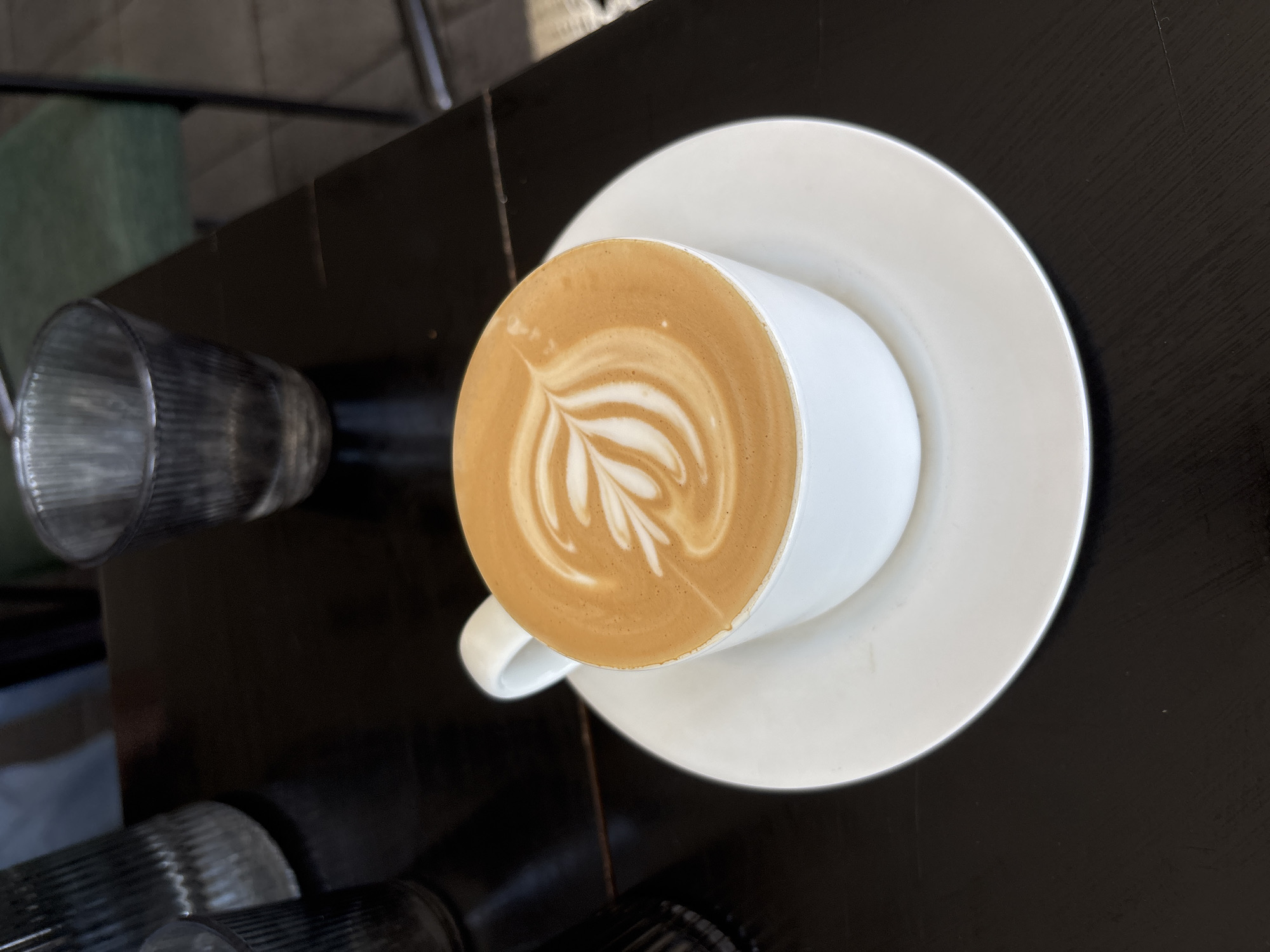 Early morning latte art documented at Kuta Selatan cafe