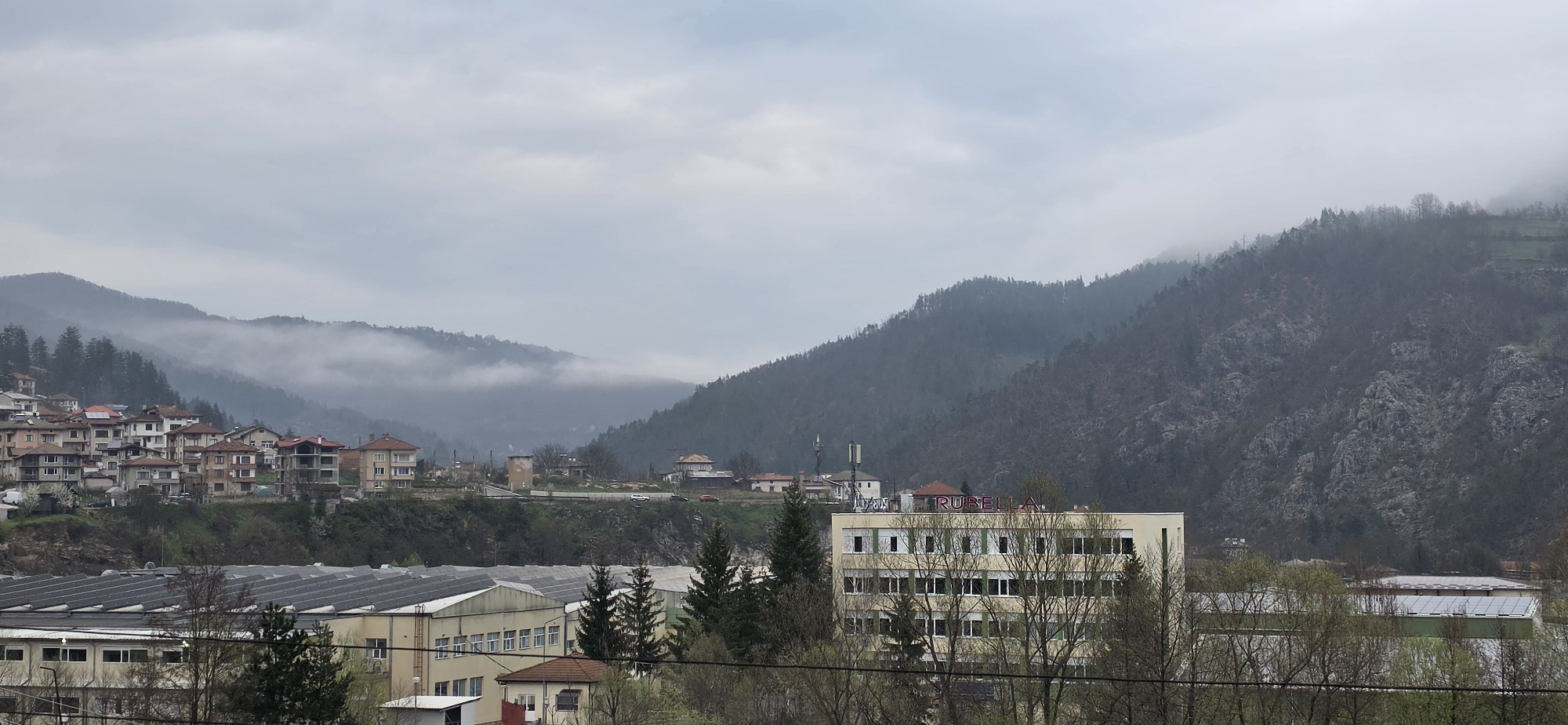 Overcast morning view documented in Rudozem, Bulgaria