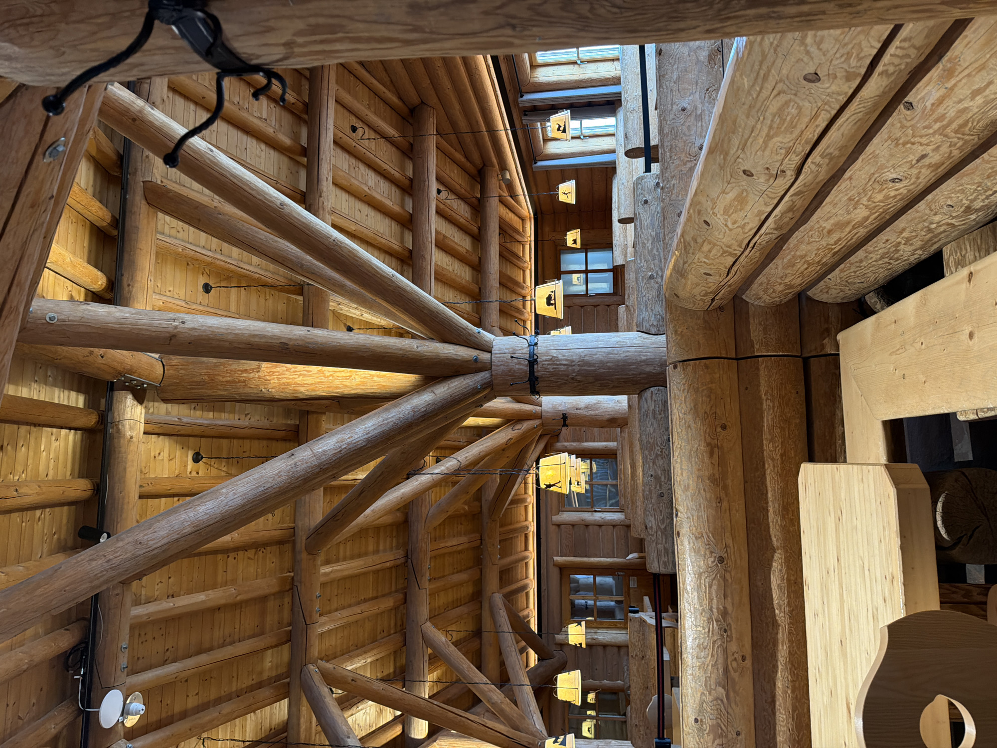 Wooden lodge interior documented at unknown location