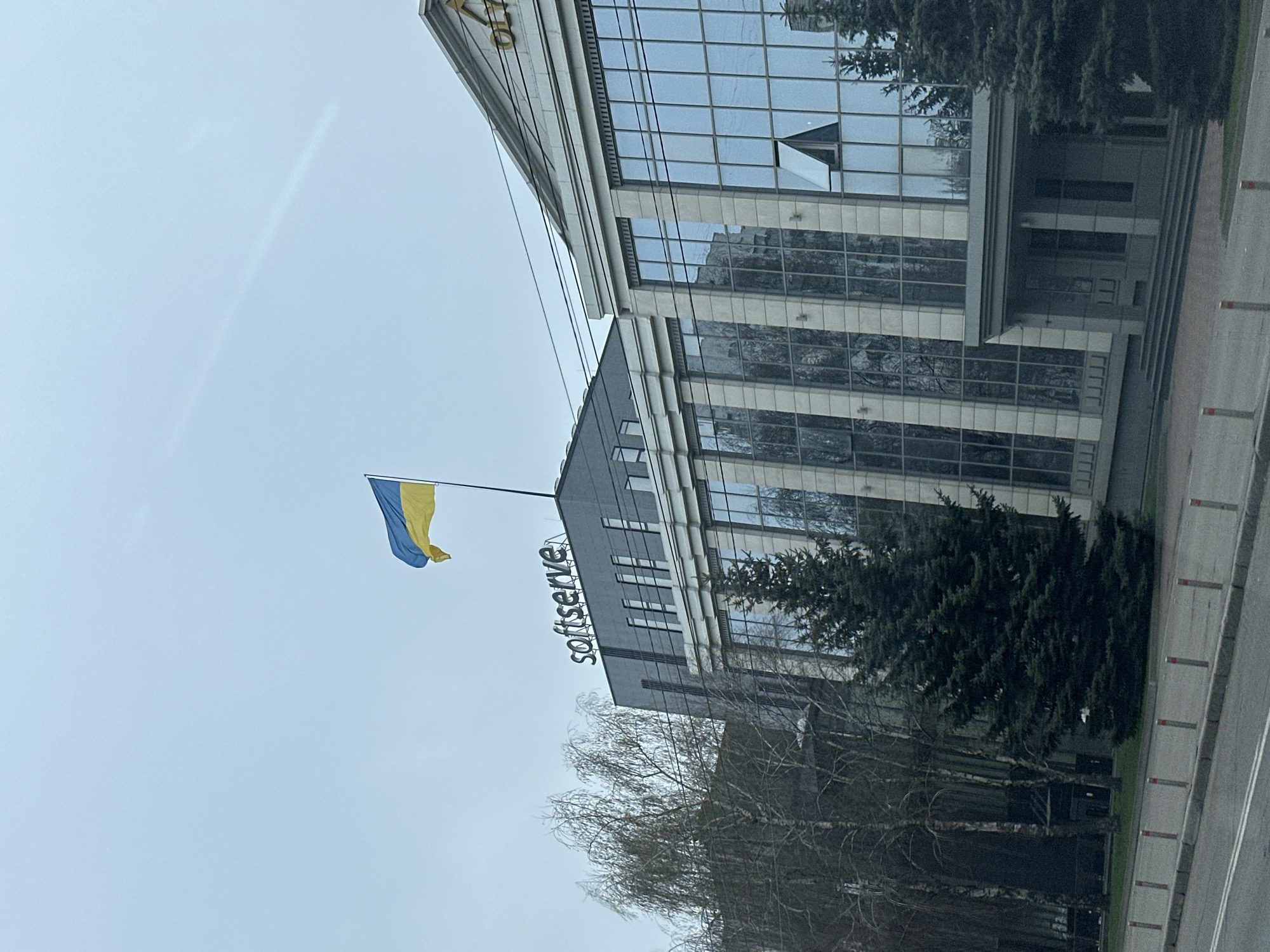 Office building with Softserve logo photographed in Kyiv