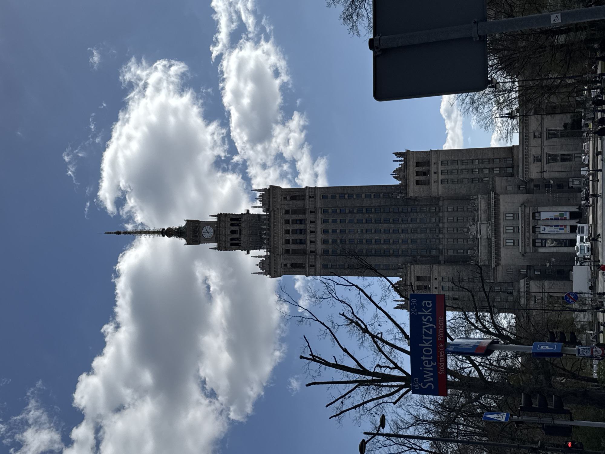 Palace of Culture and Science documented in central Warsaw
