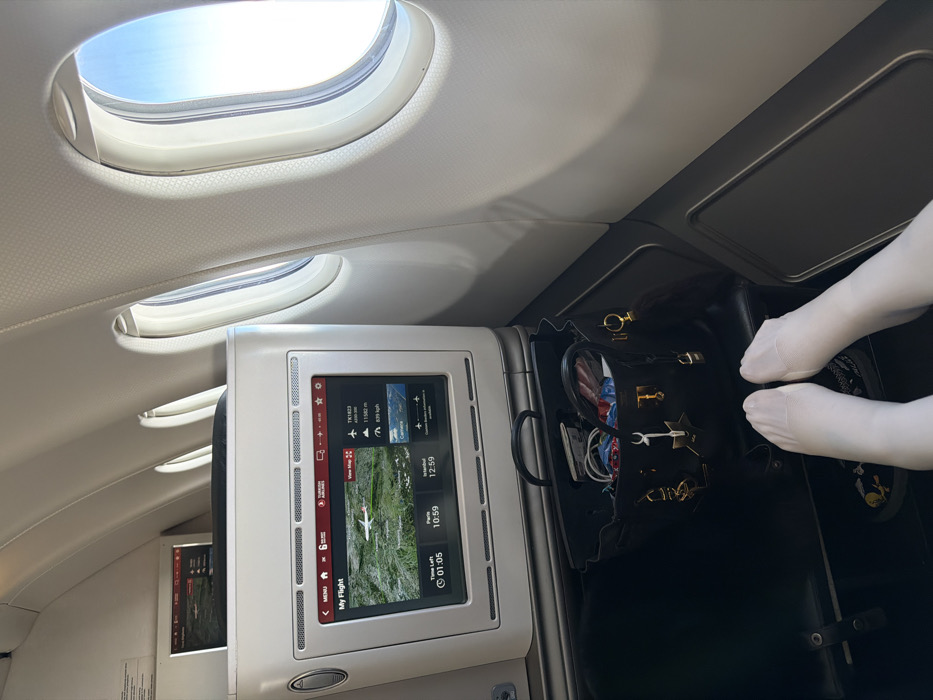 Turkish Airlines passenger documents in-flight entertainment screen over Germany