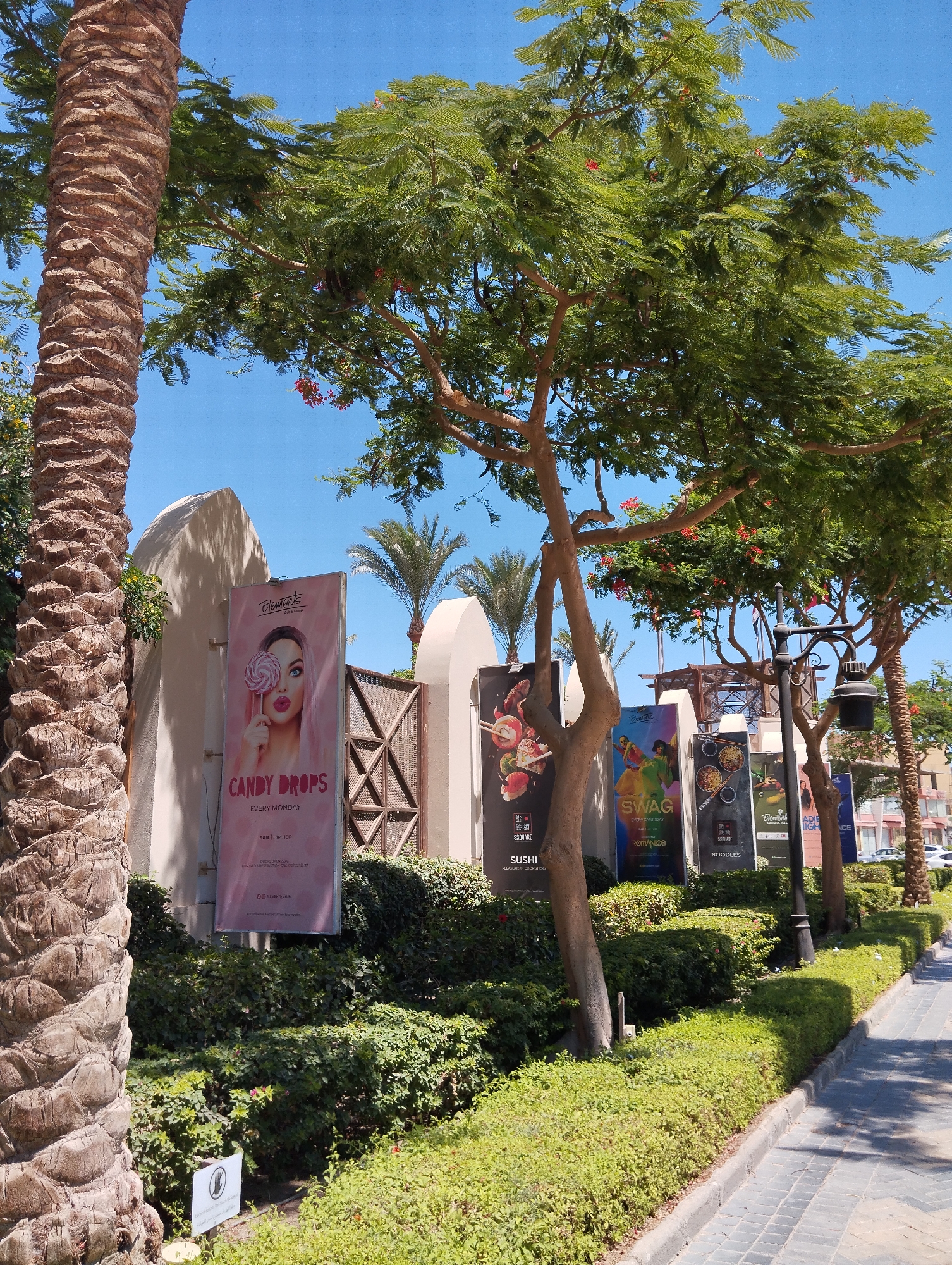 Morning stroll through Hurghada resort complex, Red Sea coast