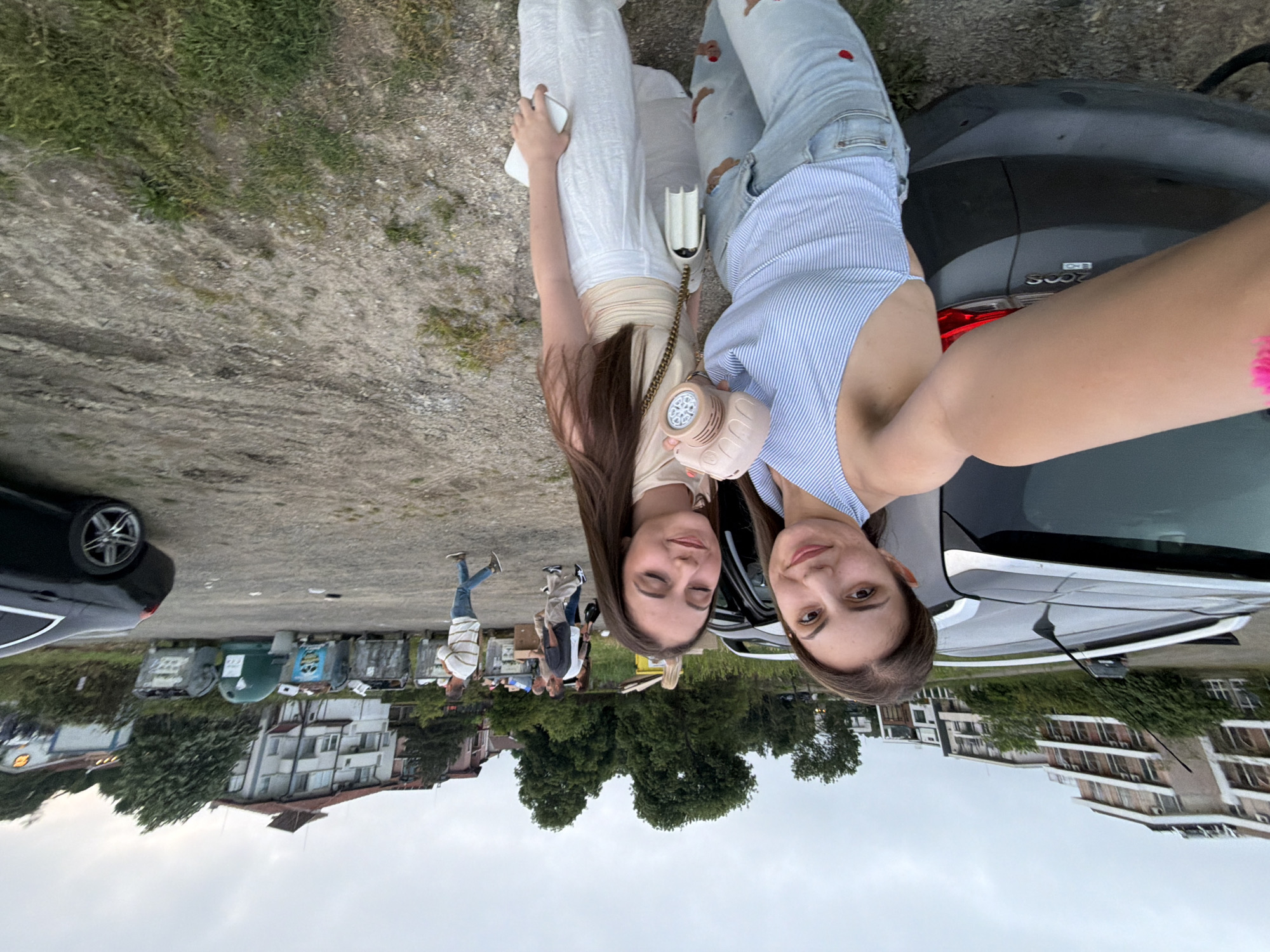 Women take selfies in Lozenets, Bulgaria during afternoon outing