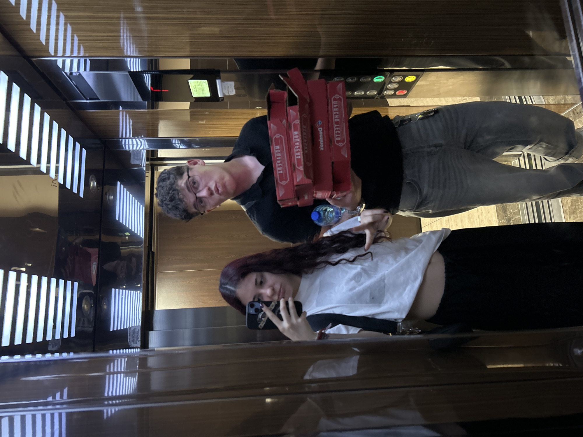 Two young people take selfie in Plovdiv elevator