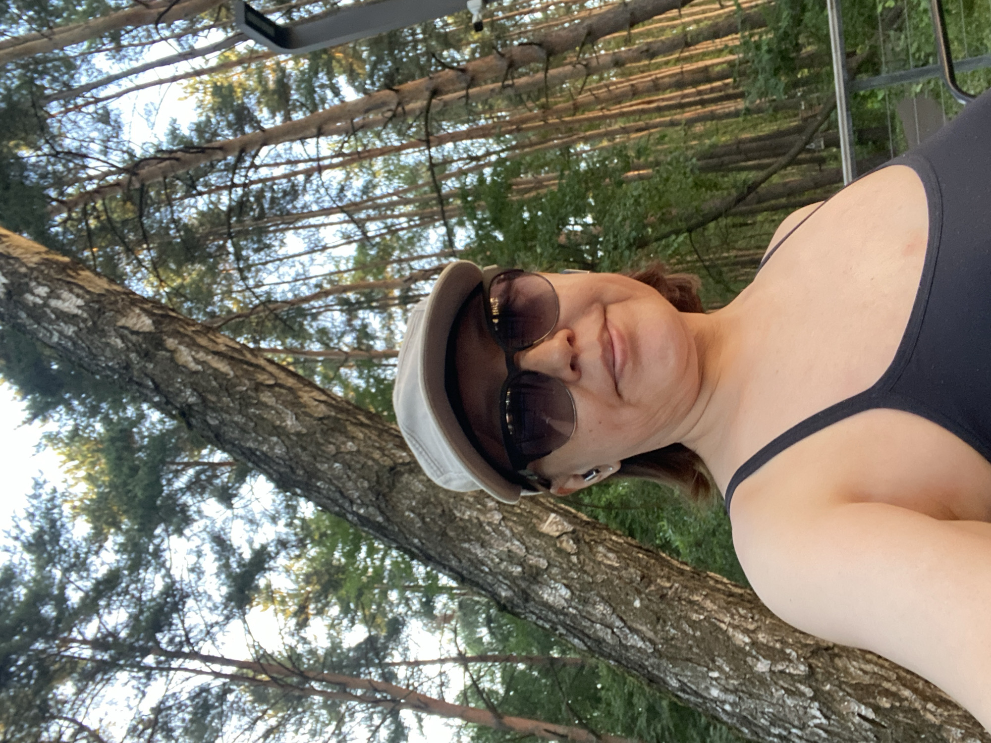 Evening stroll through a park with wildflowers and birch trees