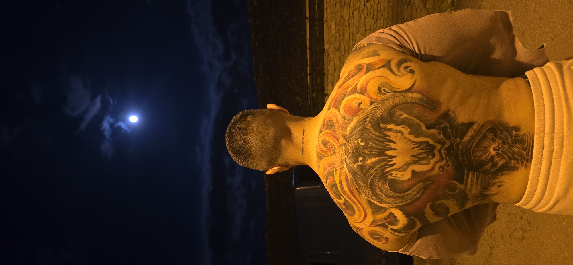 Tattooed man spotted during nighttime hours in Ledenik, Bulgaria