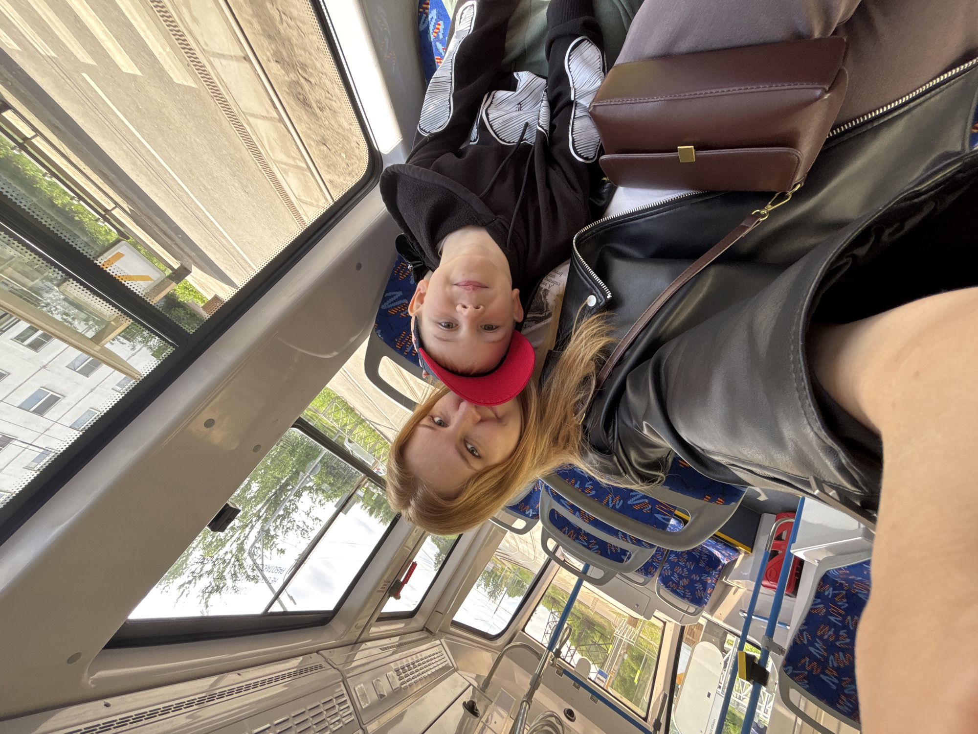 Mother and son document transit journey in Yaroslavl