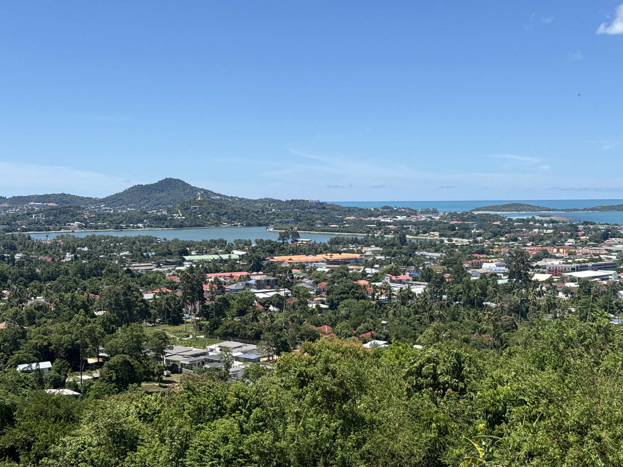 Elevated views over Baan Chaweng's tropical coastline, Koh Samui