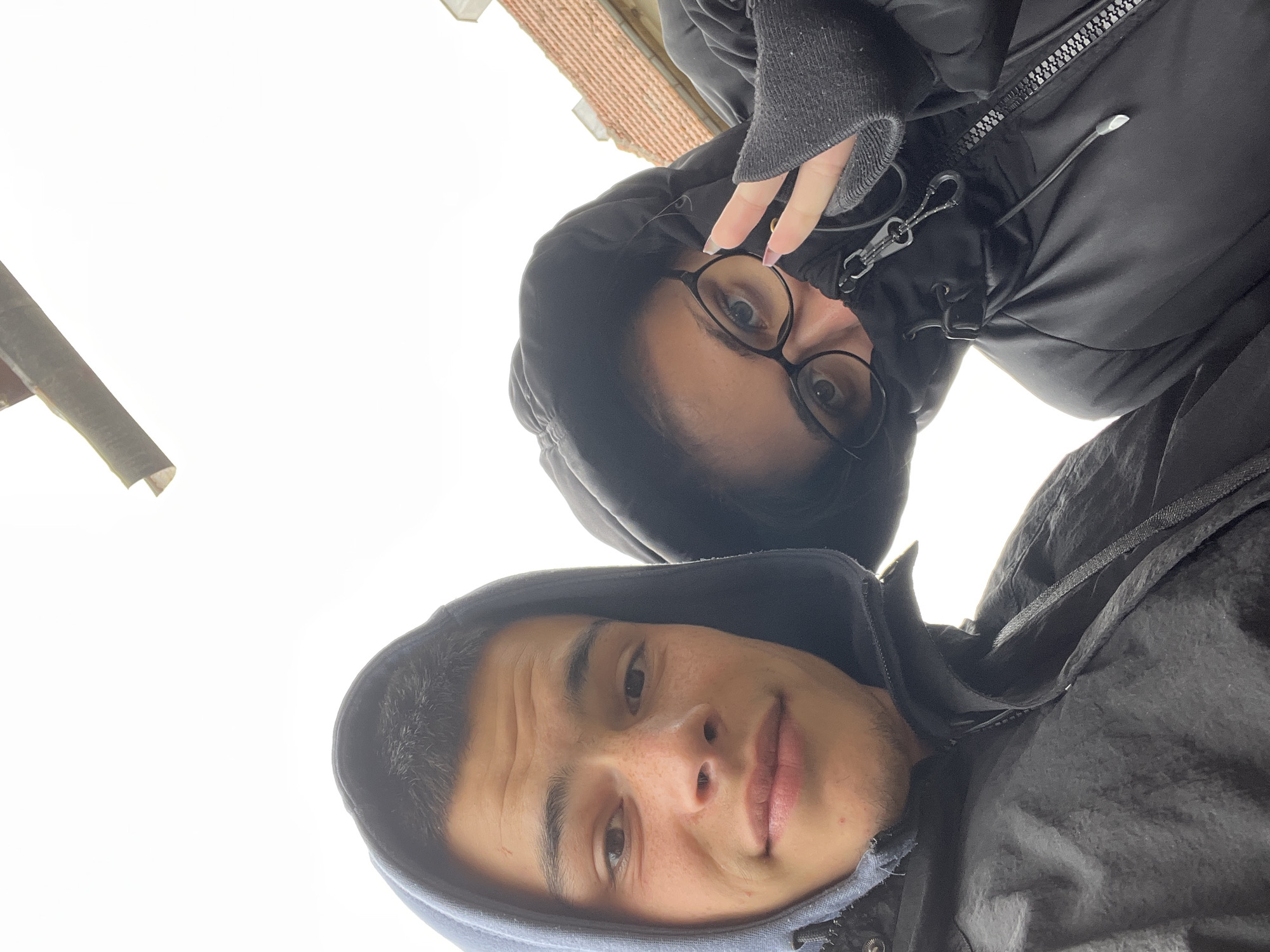 Two friends take casual selfie in Karavelovo, Bulgaria