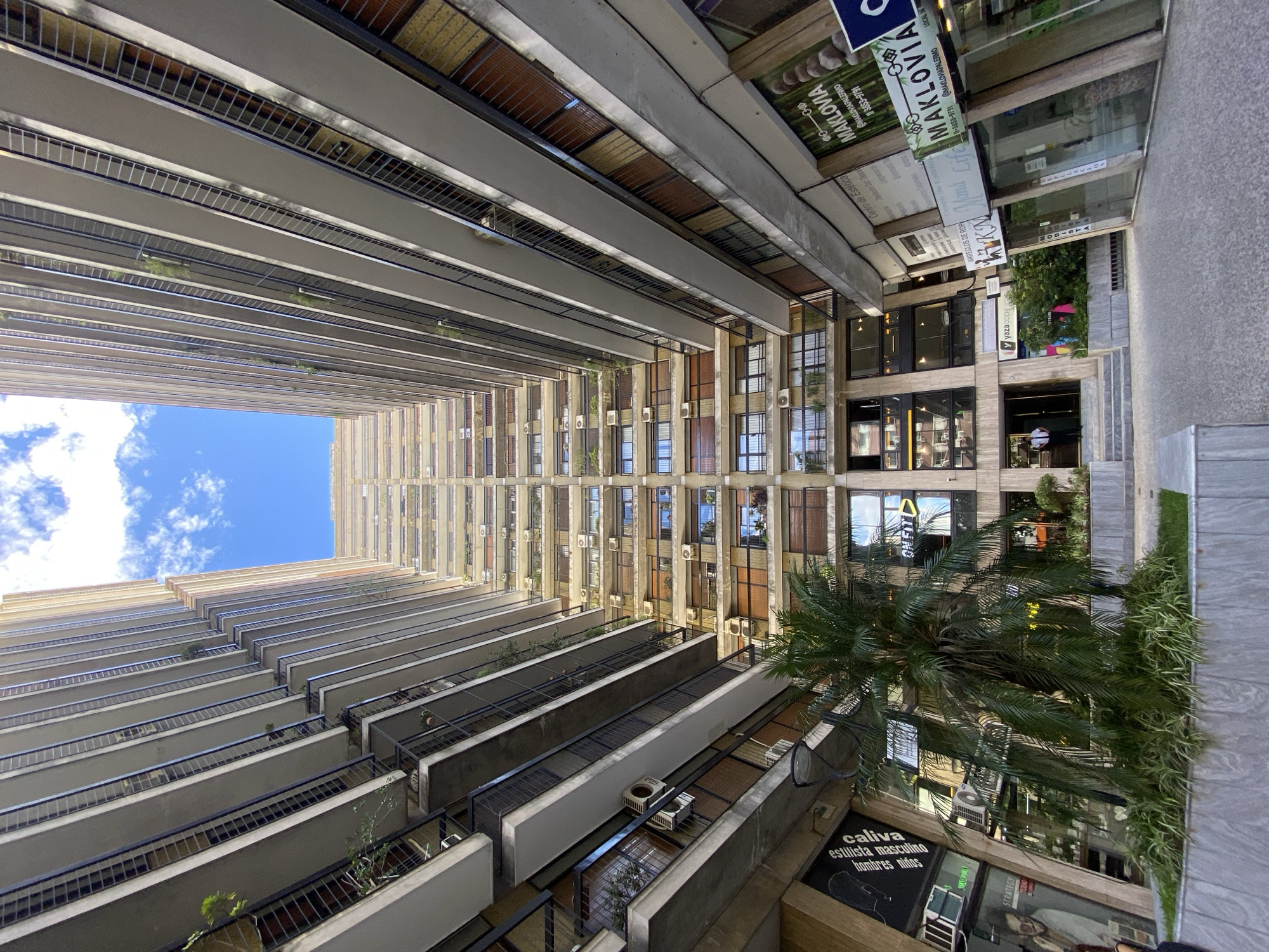 Upward architectural photography captures Buenos Aires urban canyon views