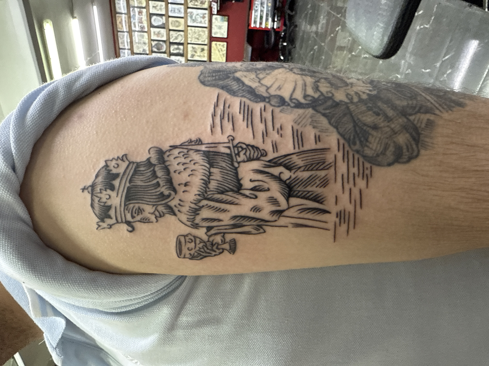 Person documents fresh tattoo collection in Moscow afternoon session