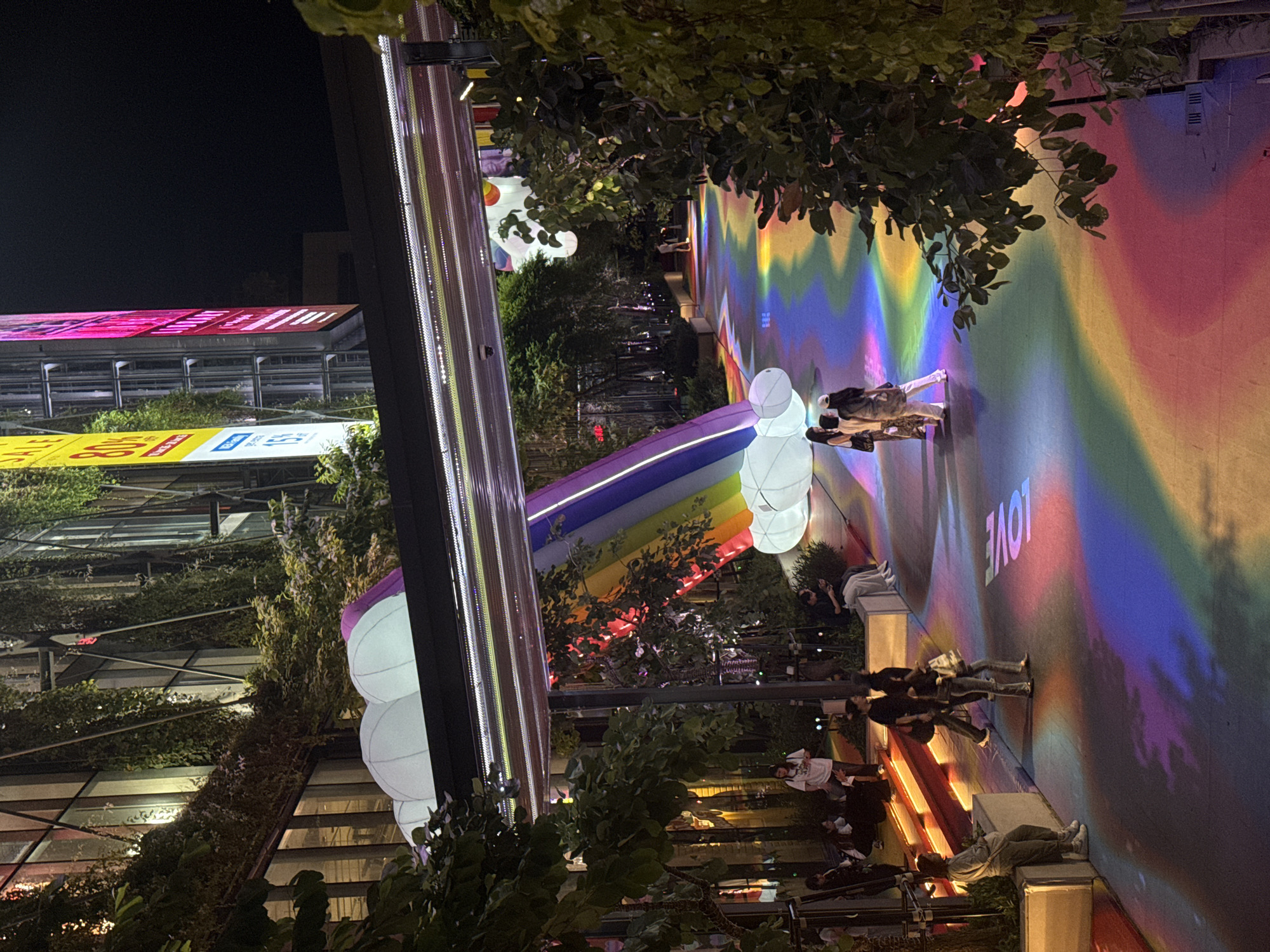 Bangkok pop-up art installation with unicorns and rainbow walkways